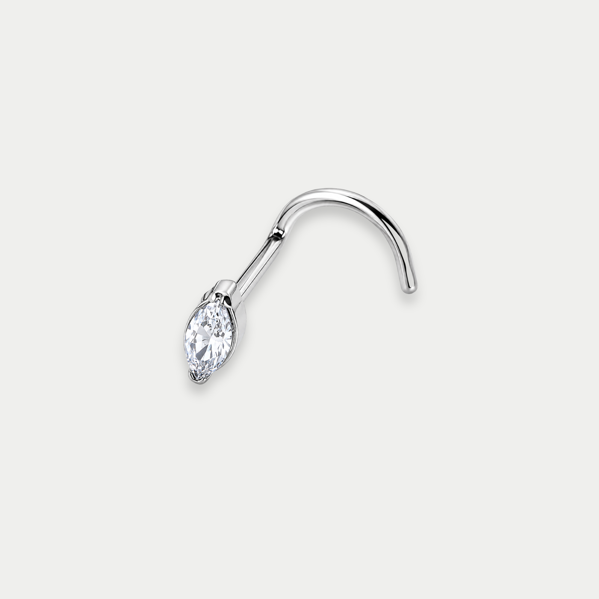 Piercing Nez Titane Zircon Marquise Blanc