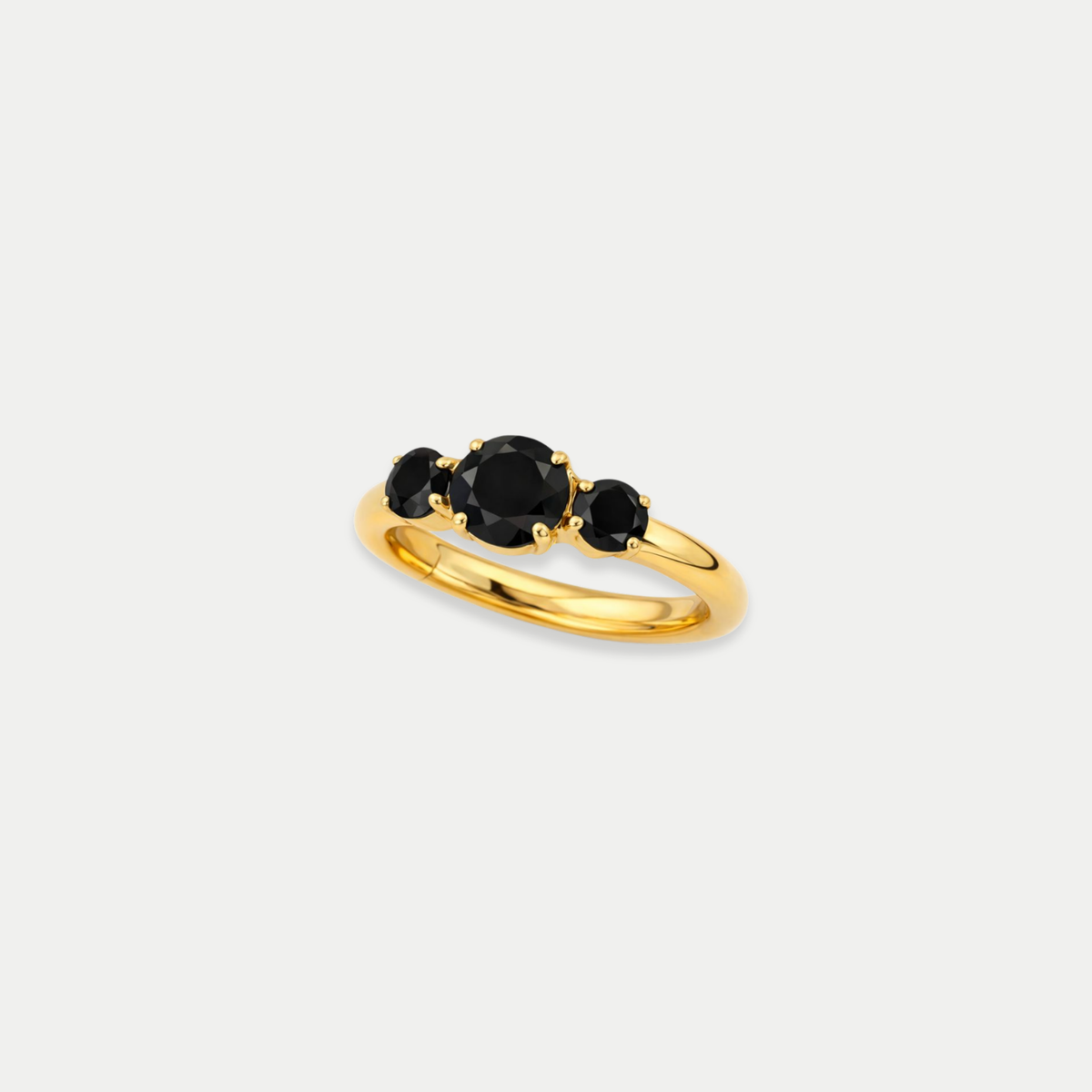 Anneau piercing Lazare en titane gold avec zircon noir, vu de face