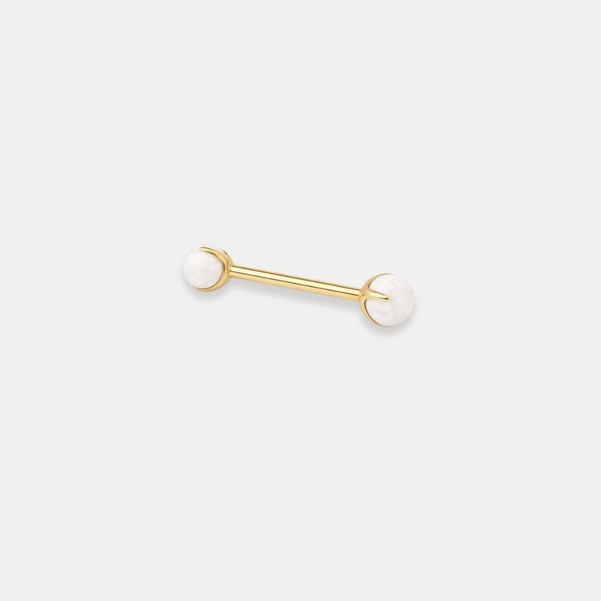 Barbell téton piercing Alba en titane gold avec pierre naturelle, vu de face