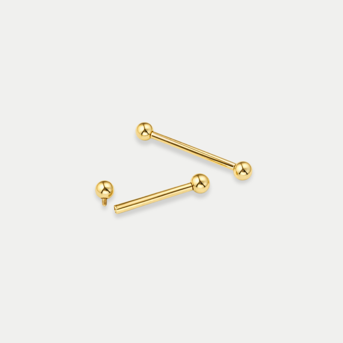 Barre piercing en titane gold avec bille, en plusieurs longueurs