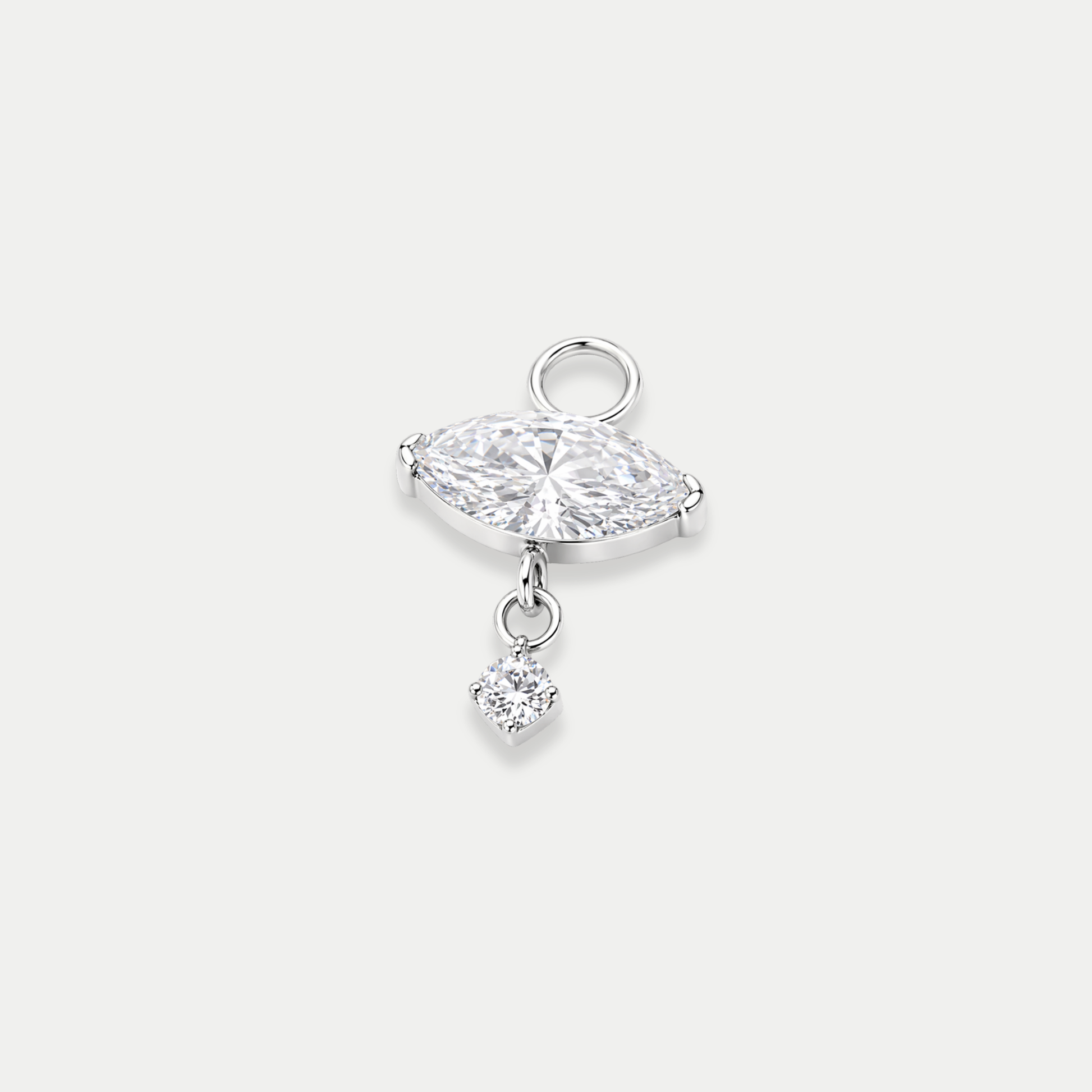 Charms piercing en titane avec zircon marquise blanc et petit zircon suspendu en pendentif