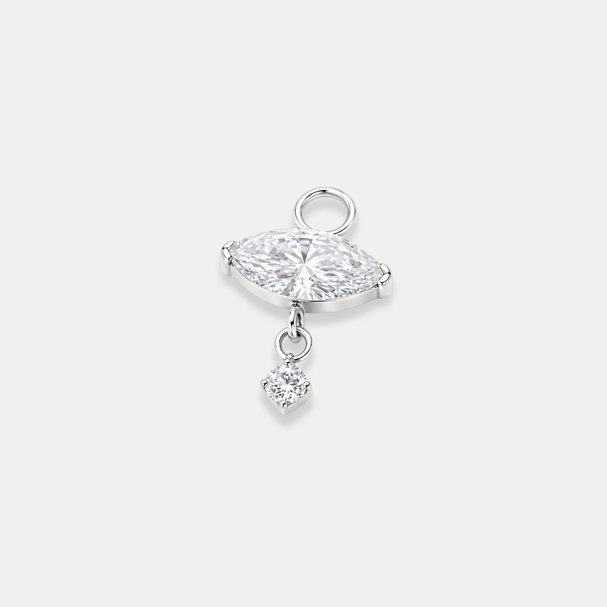 Charms piercing en titane avec zircon marquise blanc et petit zircon suspendu en pendentif