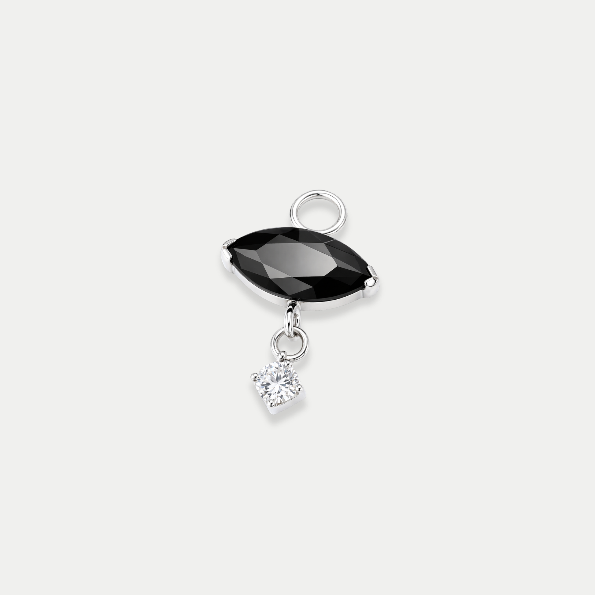 Charms piercing en titane avec zircon marquise noir et petit zircon suspendu en pendentif