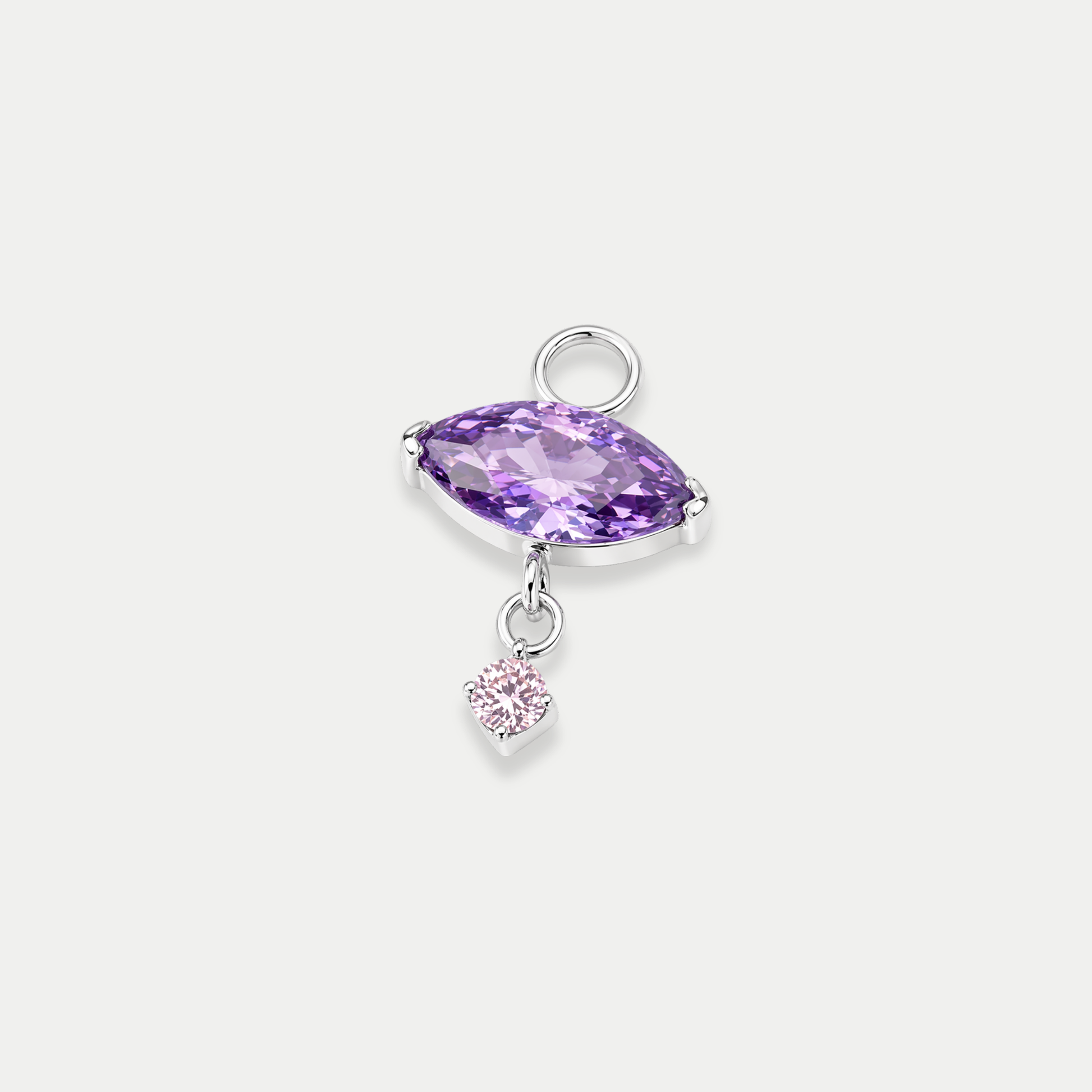 Charms piercing en titane avec zircon marquise violet et petit zircon suspendu en pendentif
