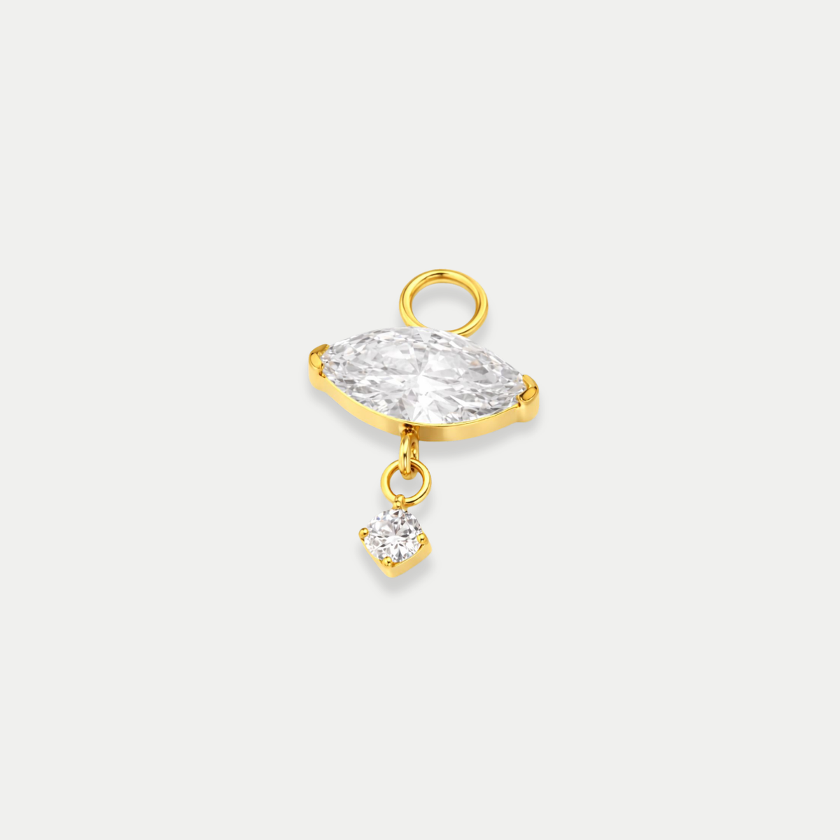 Charms piercing Leya en titane gold avec zircon blanc, vu de face