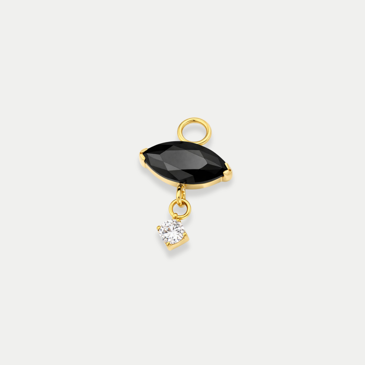 Charms piercing Leya en titane gold avec zircon noir, vu de face