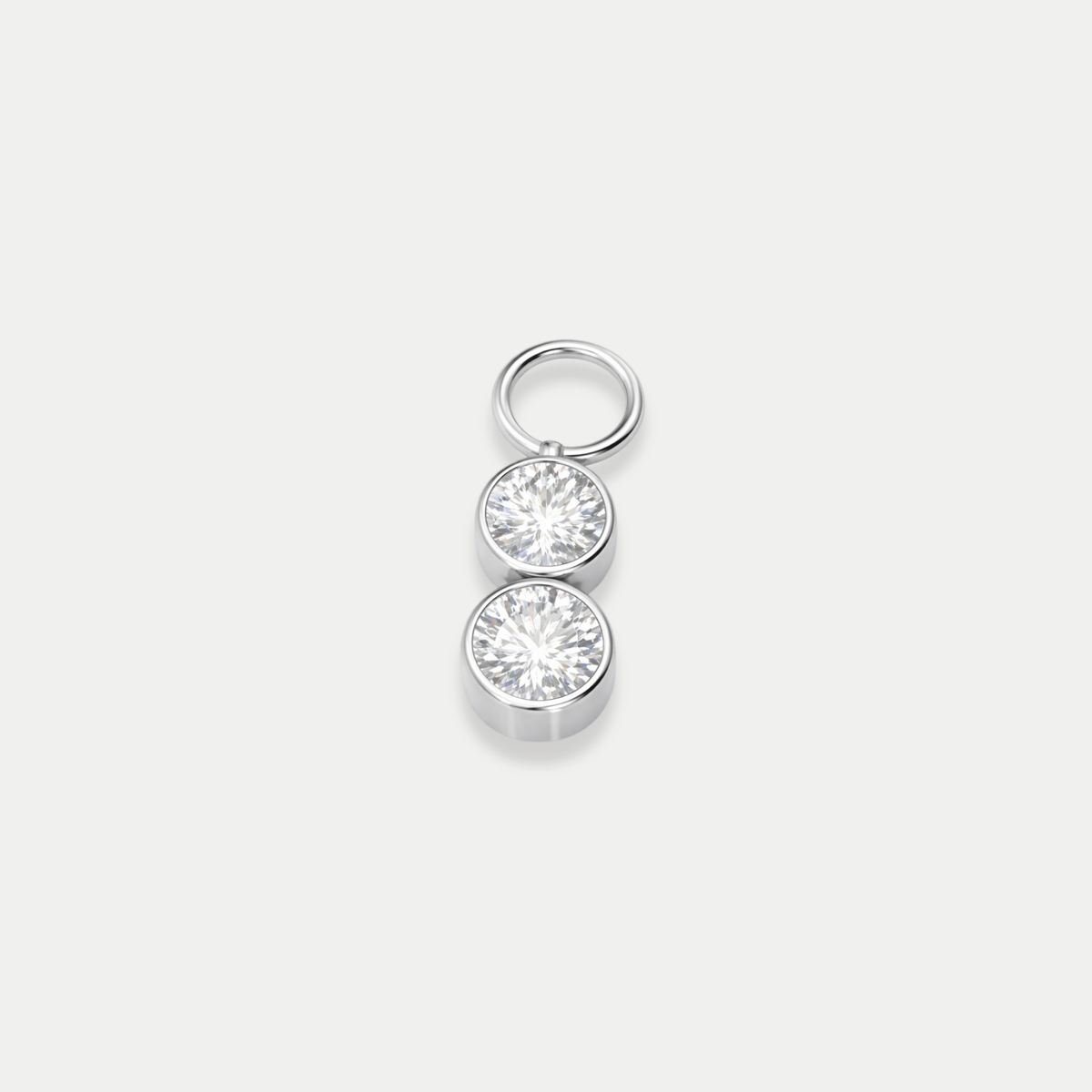 Charms piercing Malia en titane, 2 zircons, vu de face