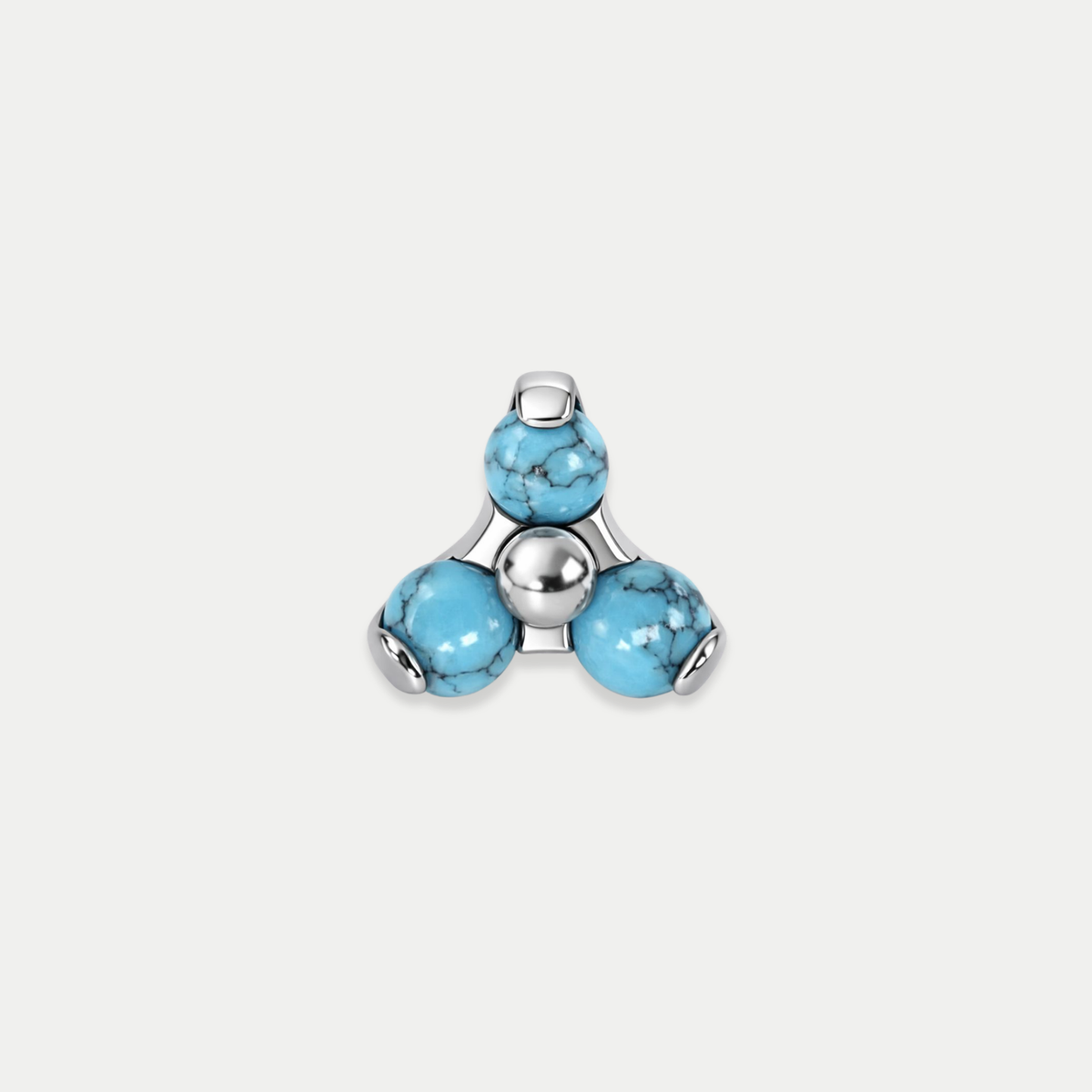 Embout piercing Adèle en titane, pierre naturelle turquoise, vu de face