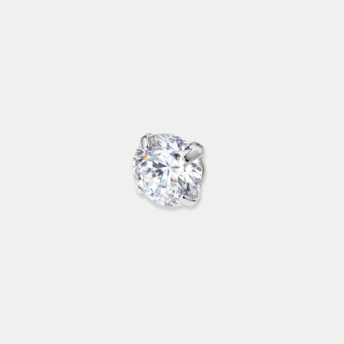 Embout piercing Aina en titane avec zircon blanc, vu de face