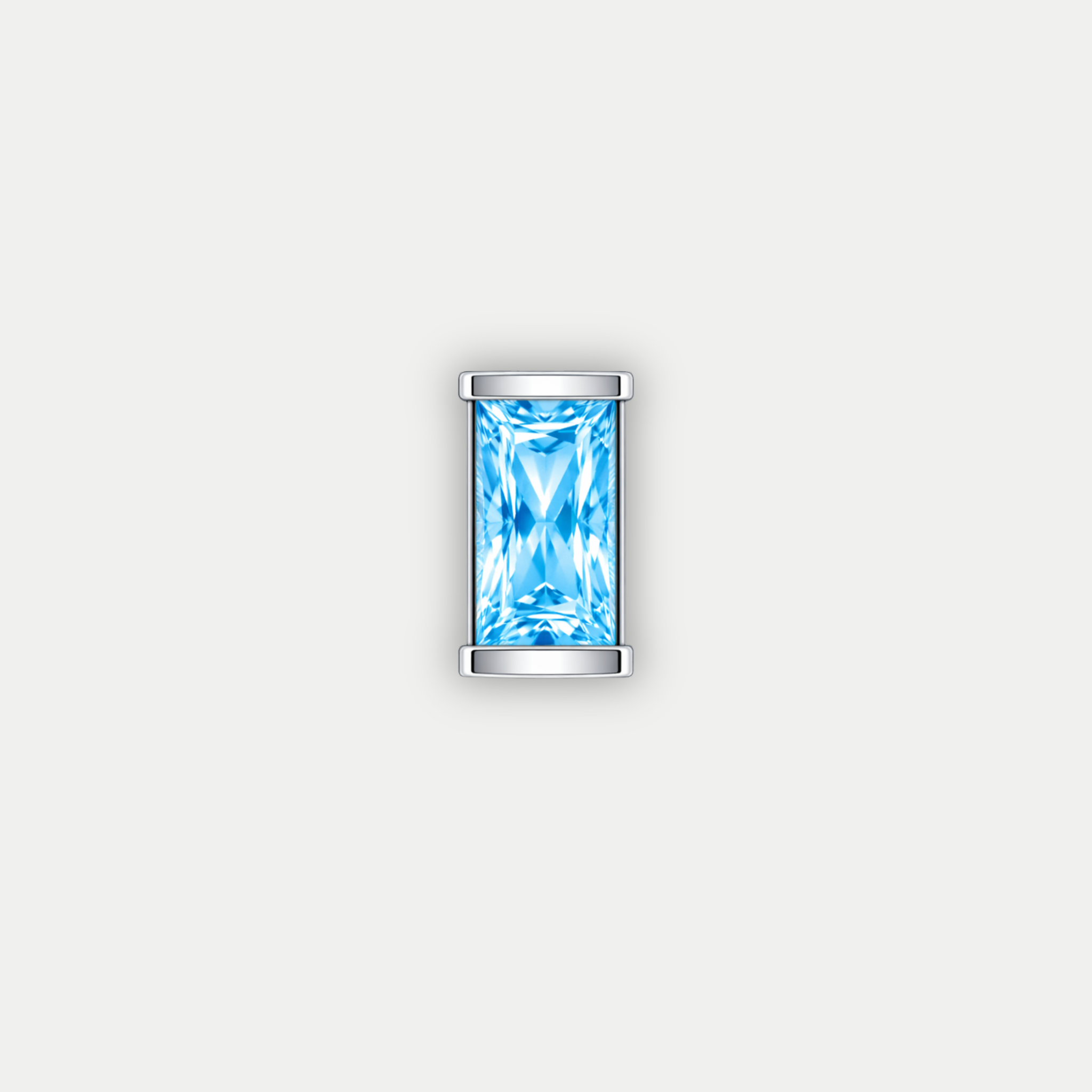 Embout piercing Alea en titane ASTM F136 avec zircon baguette bleu turquoise
