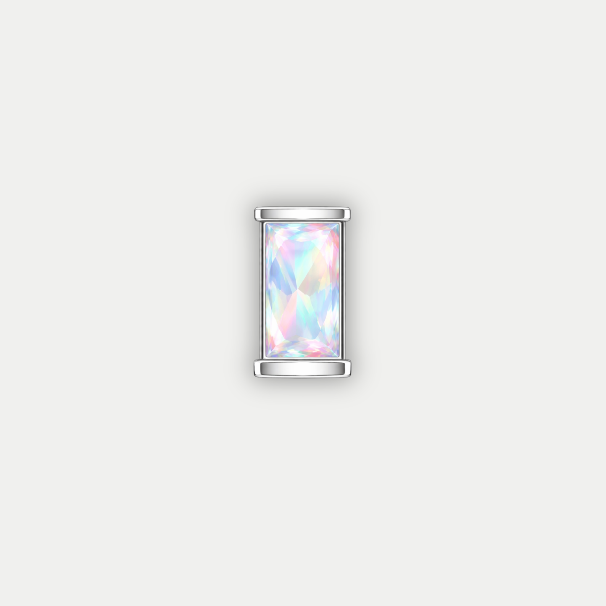 Embout piercing Alea en titane ASTM F136 avec zircon baguette multicolore blanc