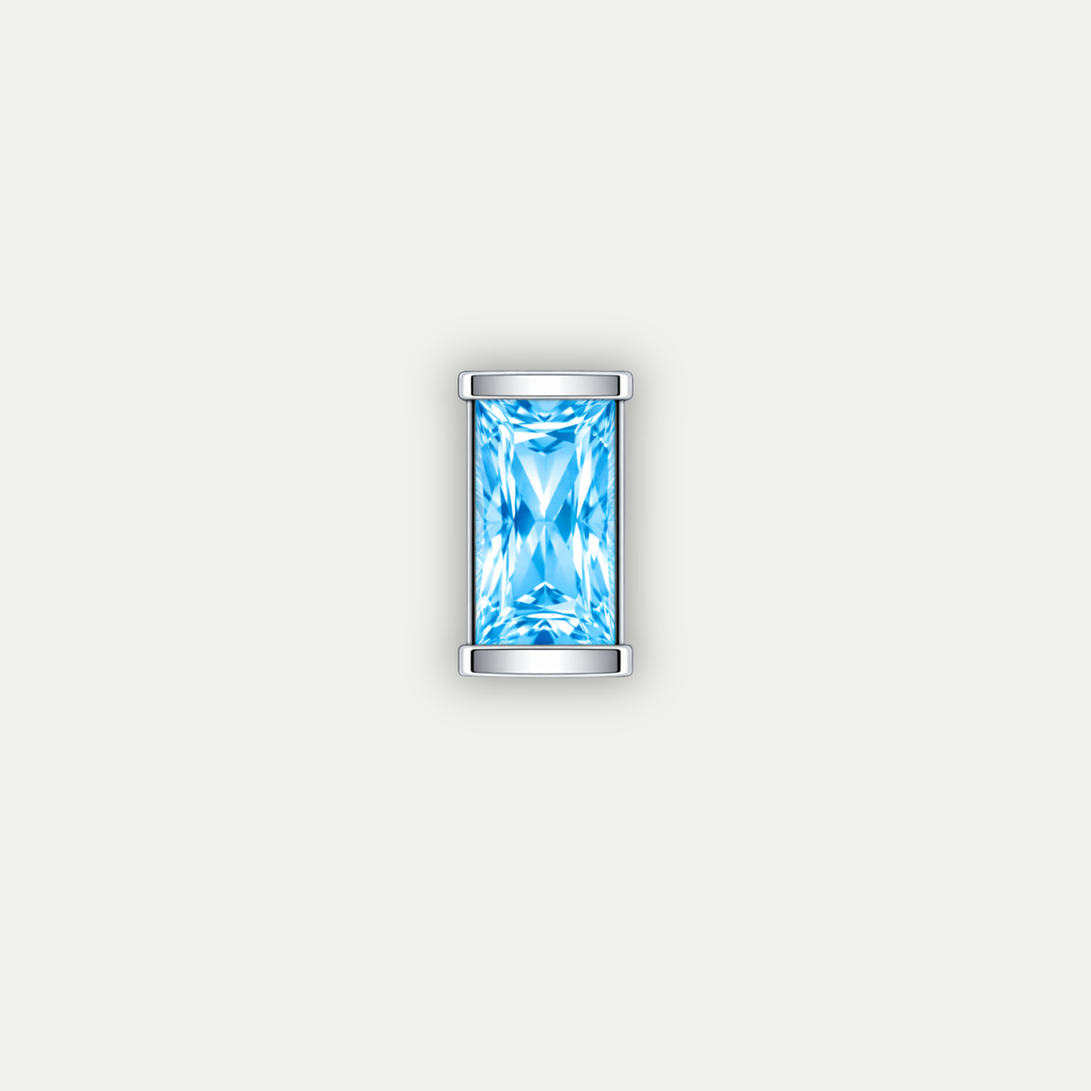 Embout piercing Alea en titane avec zircon bleu turquoise, vu de face