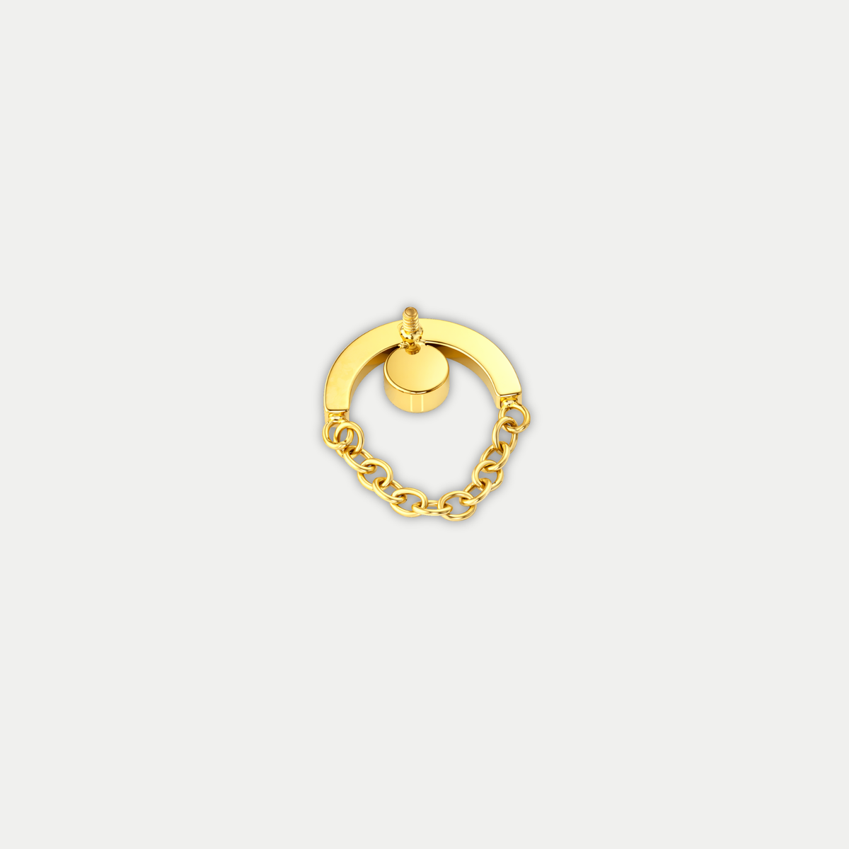 Embout piercing Alia en titane gold avec zircon, vu de côté