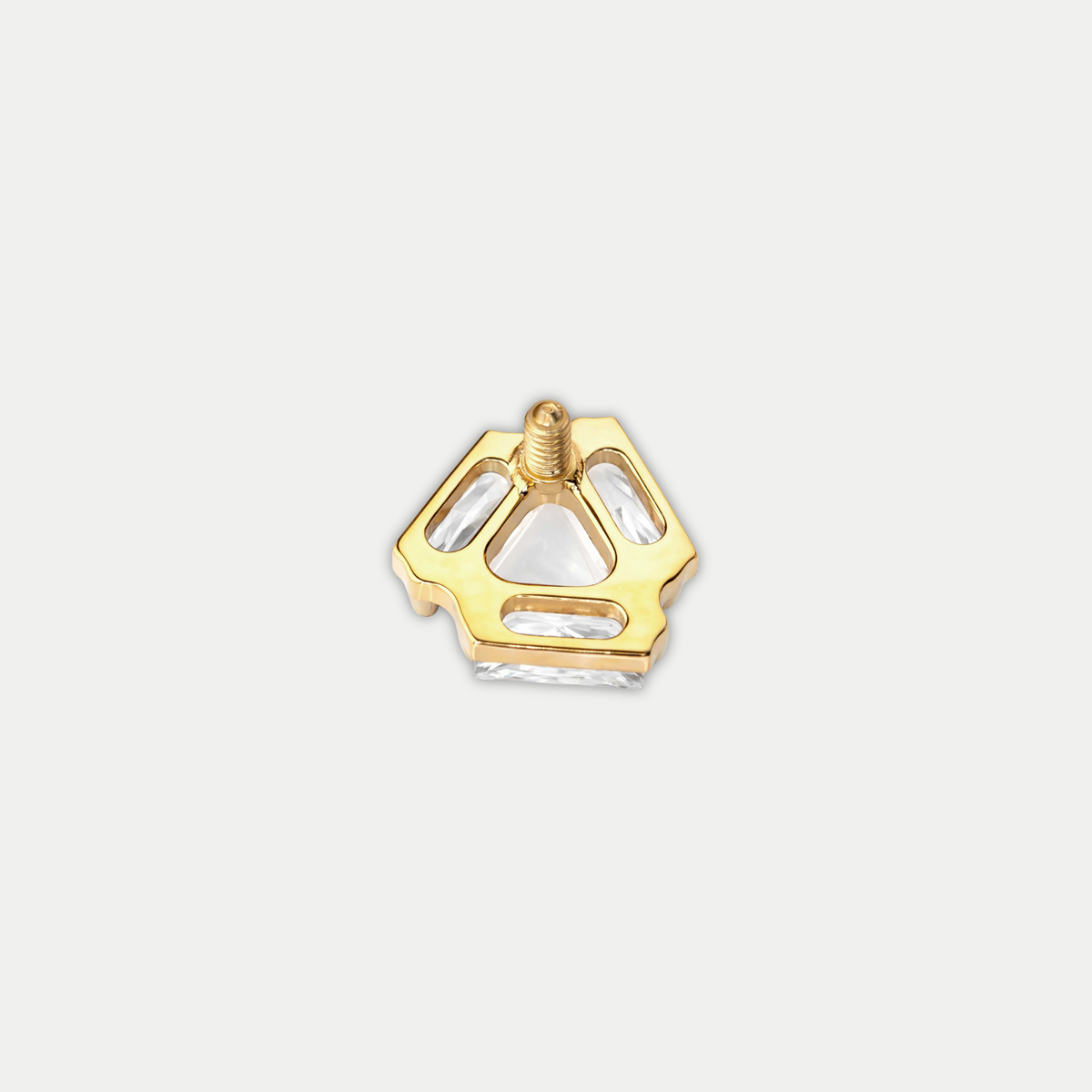 Embout piercing Aliaa en titane gold avec zircon, vu de dos