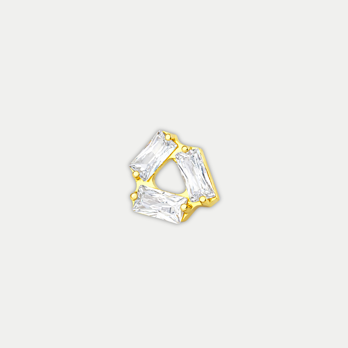 Embout piercing Aliaa en titane gold avec zircon, vu de face