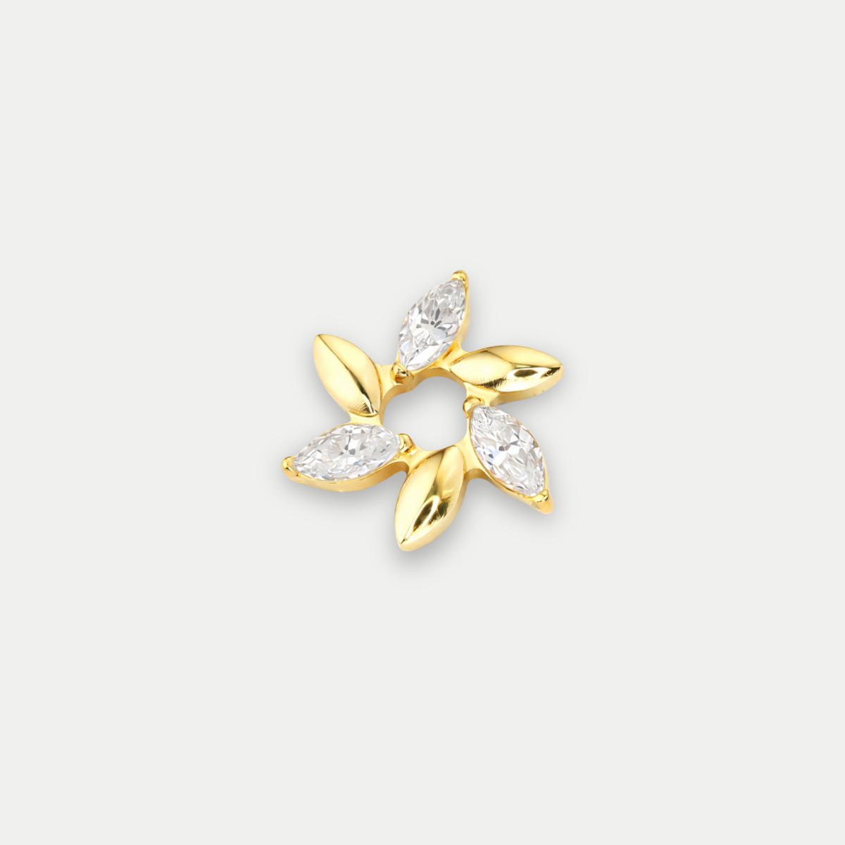 Embout piercing Axo en titane gold avec zircon, vu de face