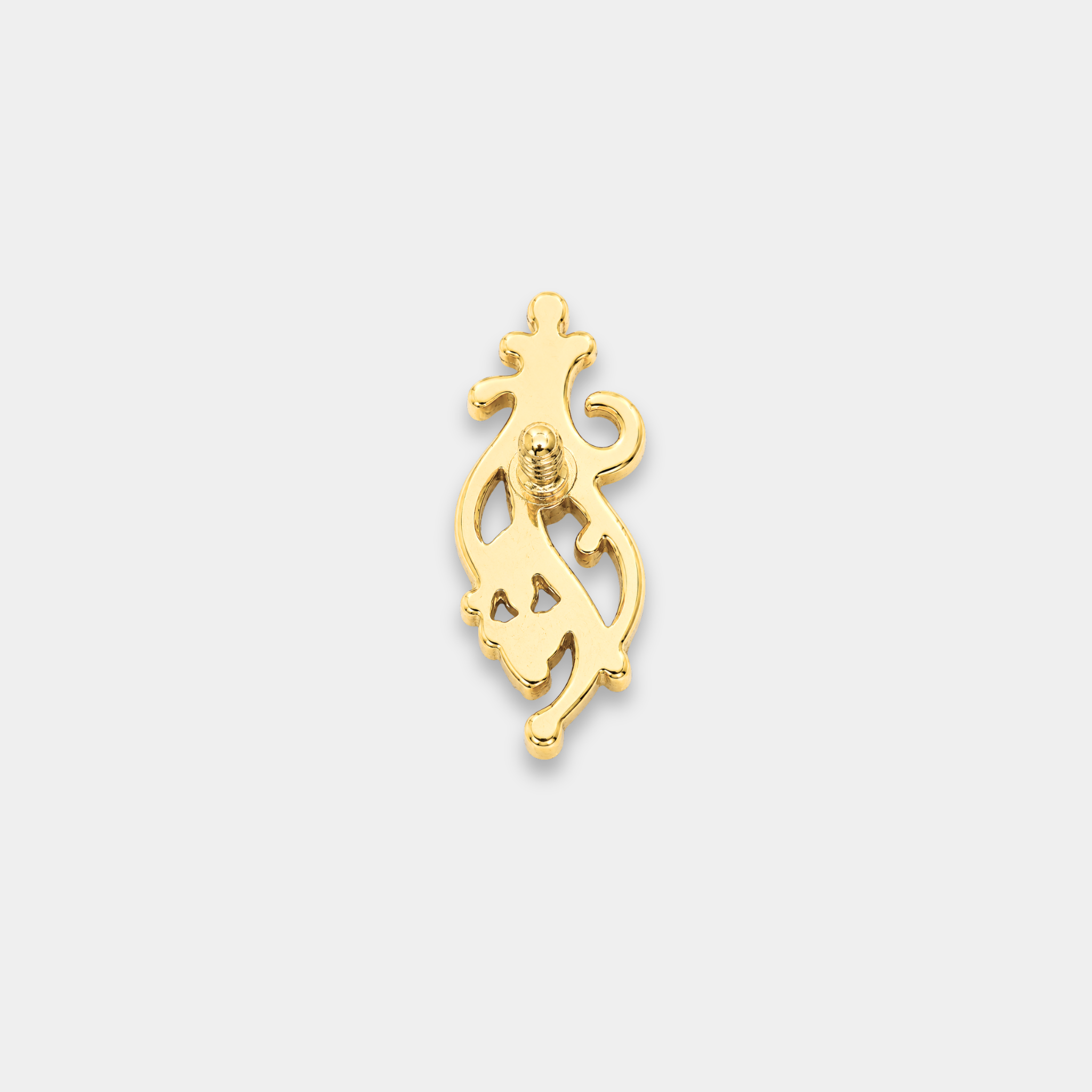 Embout piercing Brina en titane gold avec trois zircons sertis et courbes délicates inspirées de motifs végétaux de dos