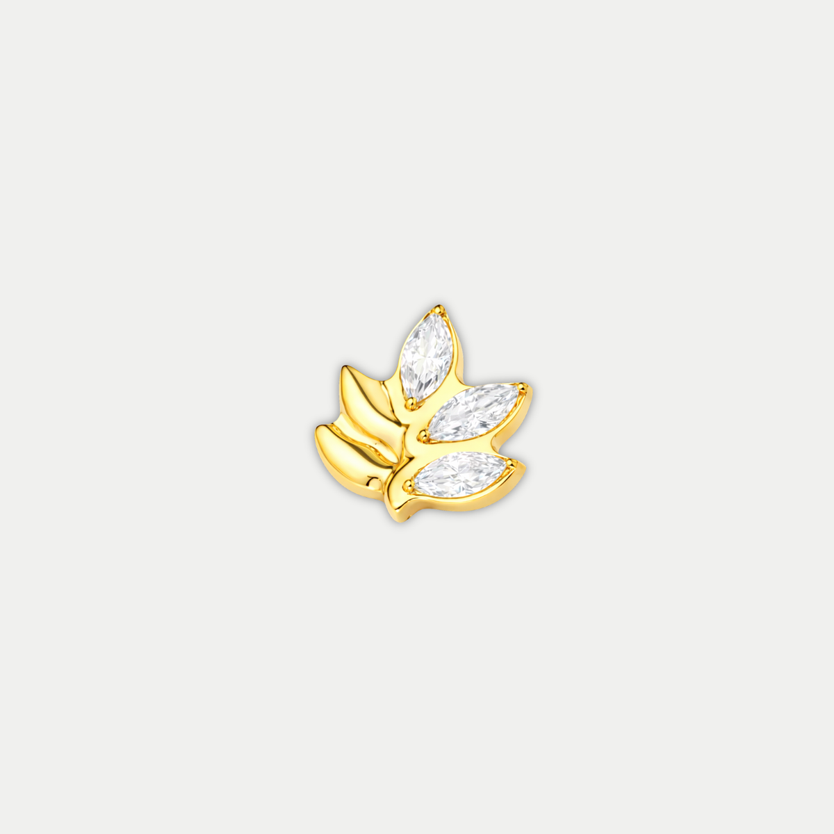 Embout piercing Camille en titane avec zircon, vu de face