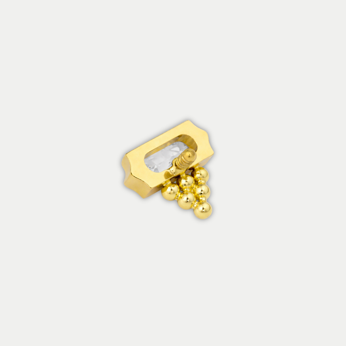 Embout piercing Ciara en titane gold avec zircon, vu de côté