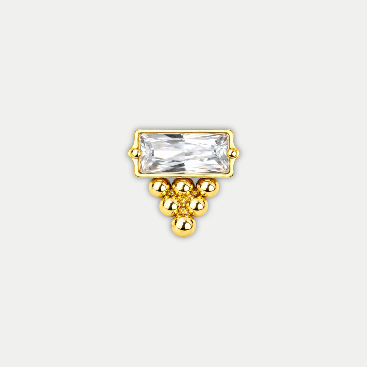 Embout piercing Ciara en titane gold avec zircon, vu de face
