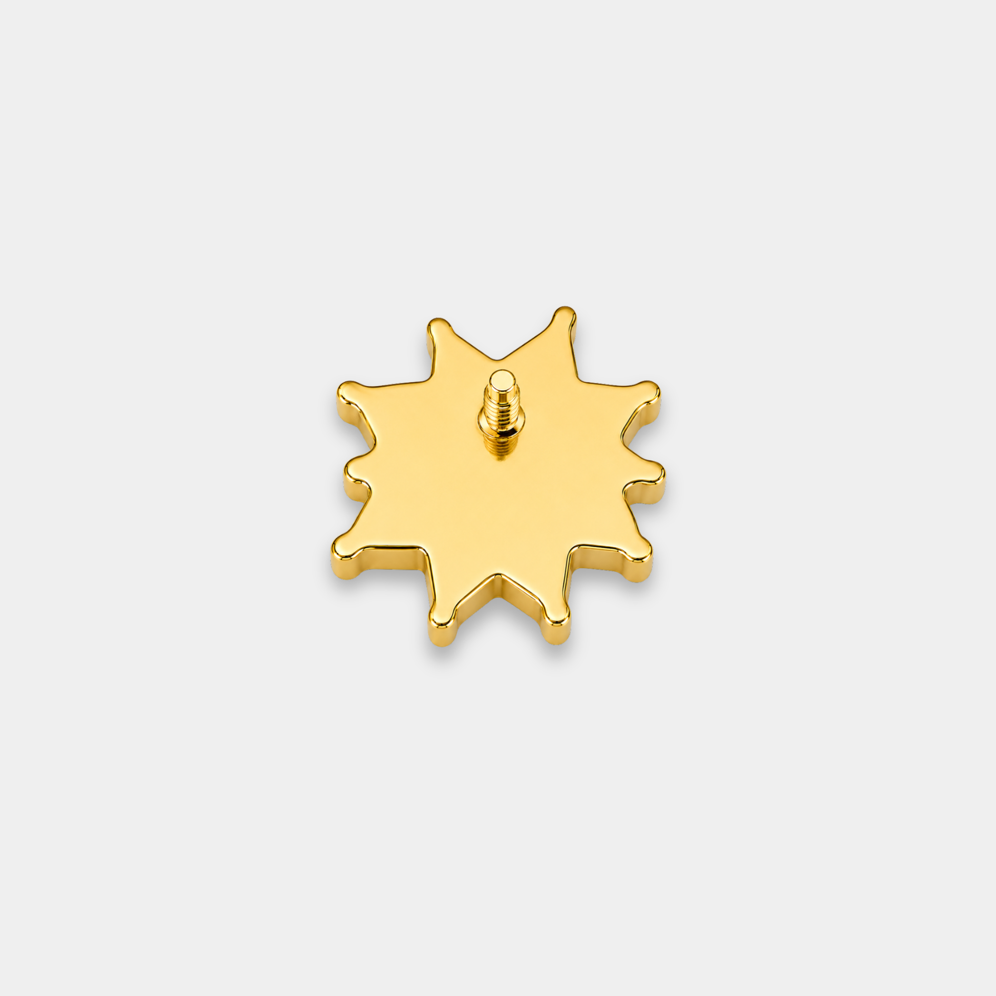 Embout piercing Éclat en titane gold vu de dos avec zircon central entouré de petits zircons sertis en motif soleil