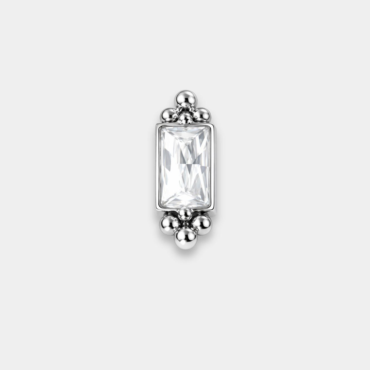 Embout piercing Eline en titane avec zircon, vu de face