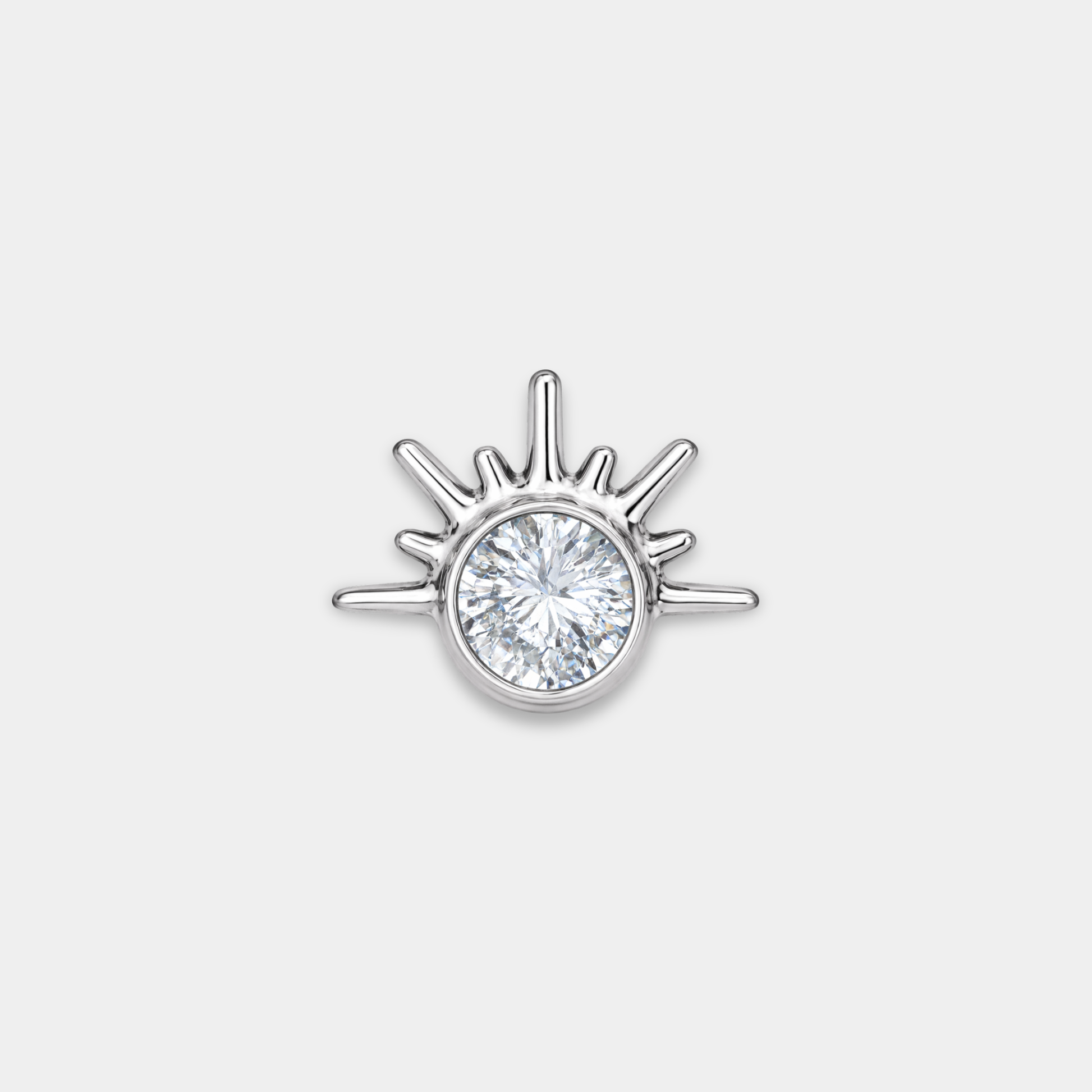 Embout piercing Elio en titane ASTM F136 avec zircon blanc effet soleil