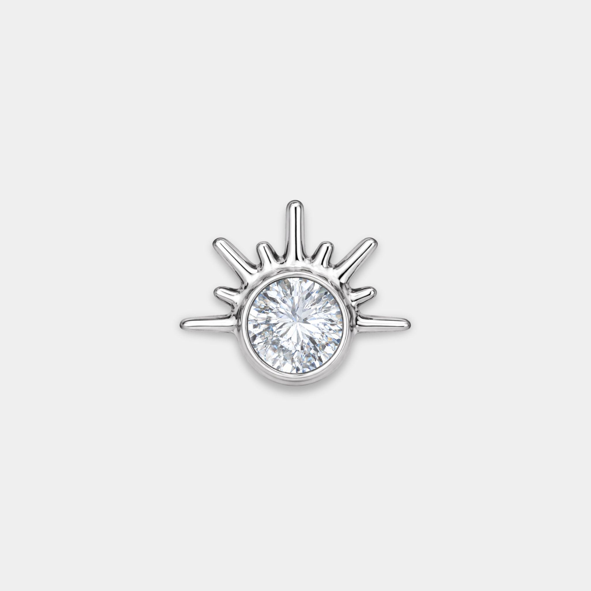 Embout piercing Elio en titane ASTM F136 avec zircon blanc effet soleil