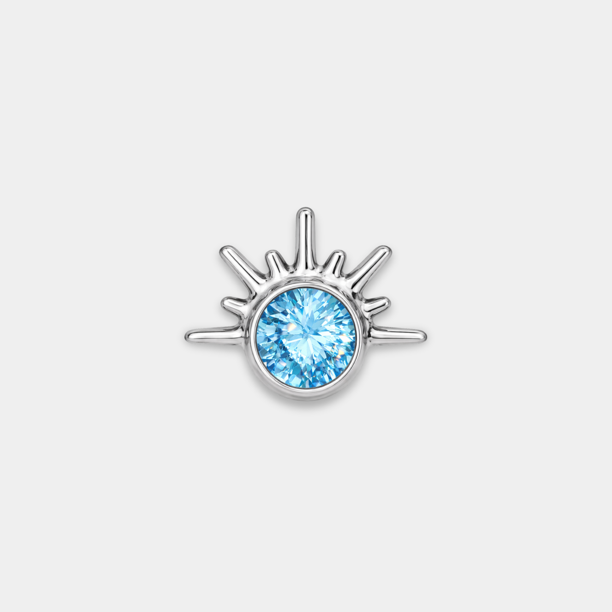 Embout piercing Elio en titane ASTM F136 avec zircon bleu effet soleil
