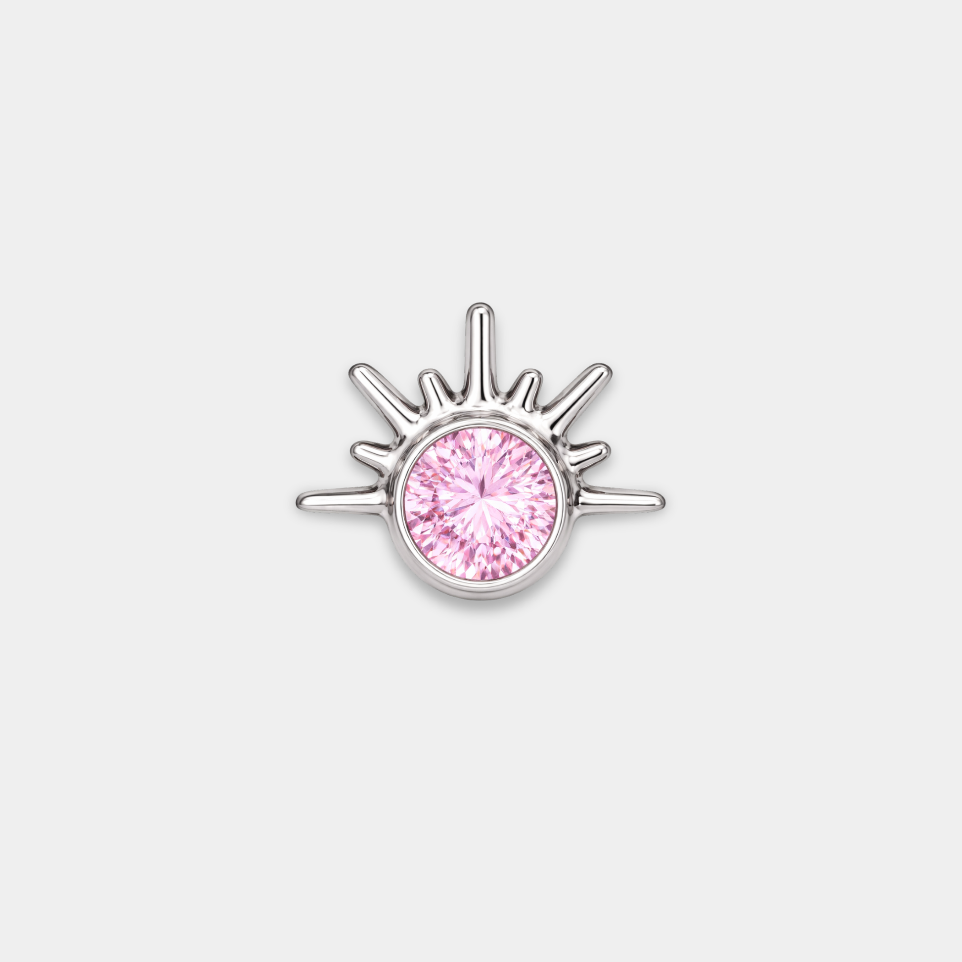 Embout piercing Elio en titane ASTM F136 avec zircon rose effet soleil