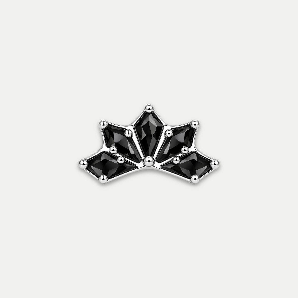 Embout piercing Elodie en titane avec zircon noir, vu de face