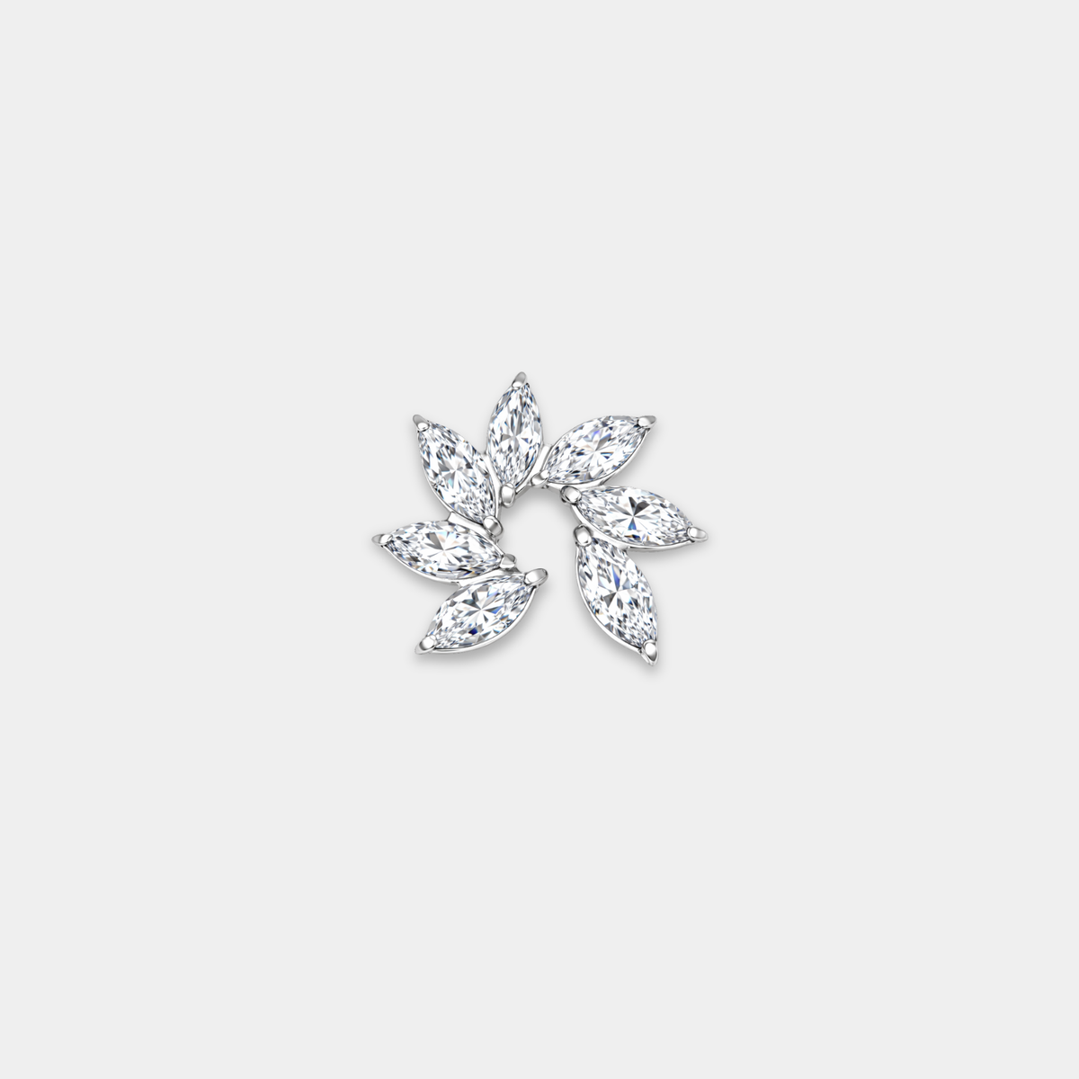 Embout piercing Elora en titane avec zircon blanc, vu de face