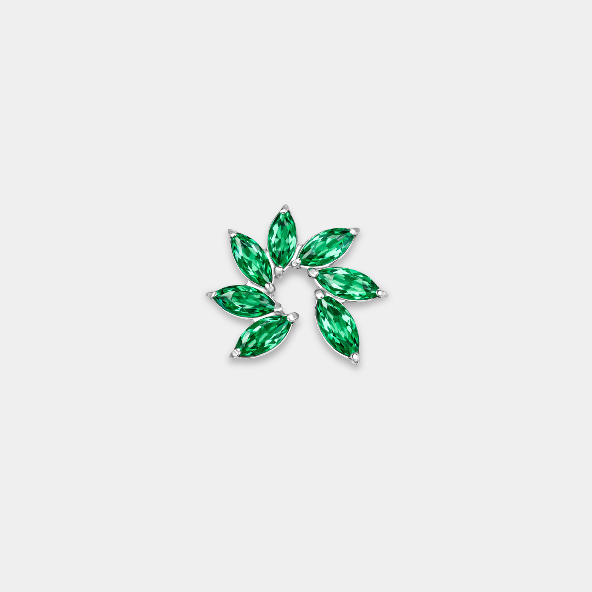 Embout piercing Elora en titane avec zircon vert, vu de face