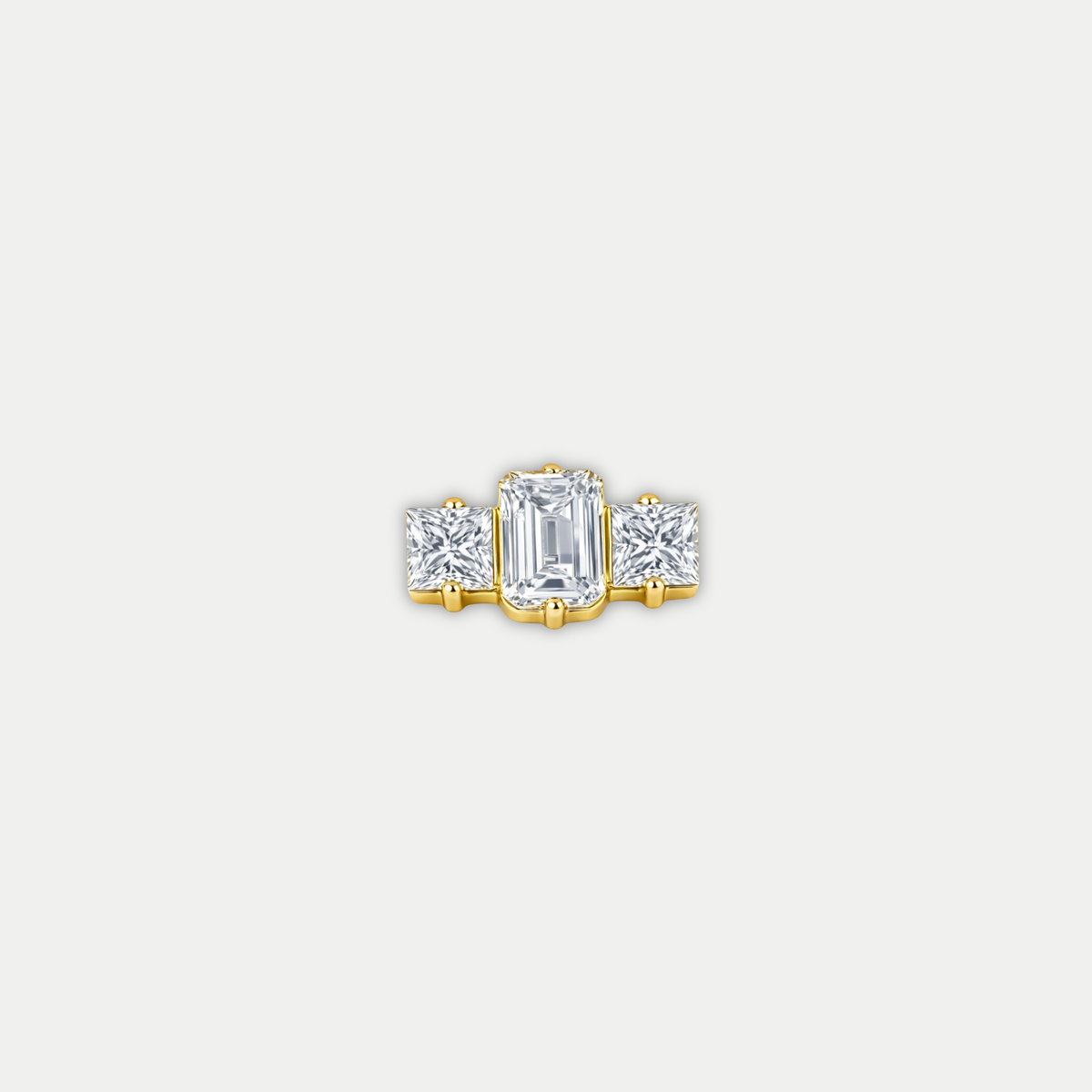 Embout piercing Ena en titane gold avec zircon, vu de face