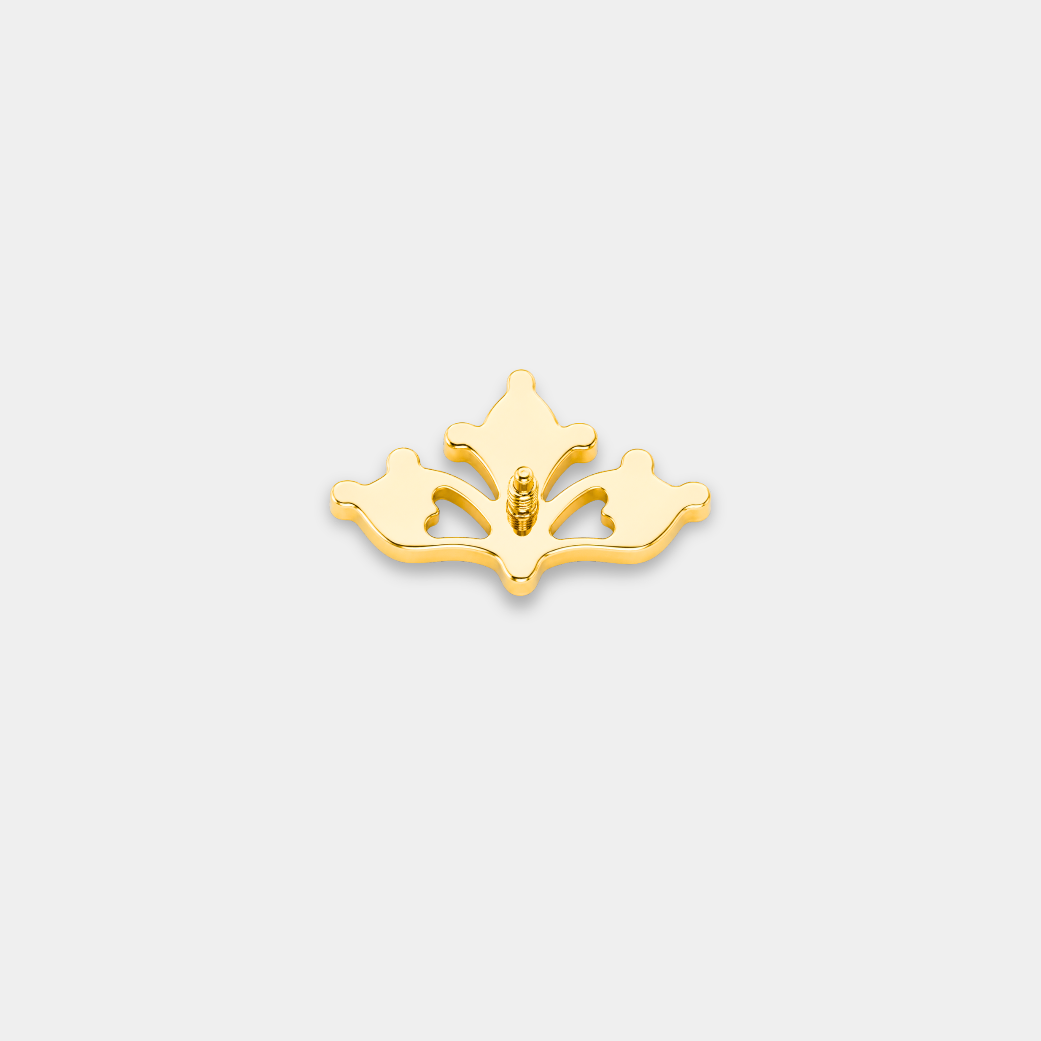 Embout piercing Helia en titane gold vu de dos avec trois zircons sertis et motif ajouré délicat