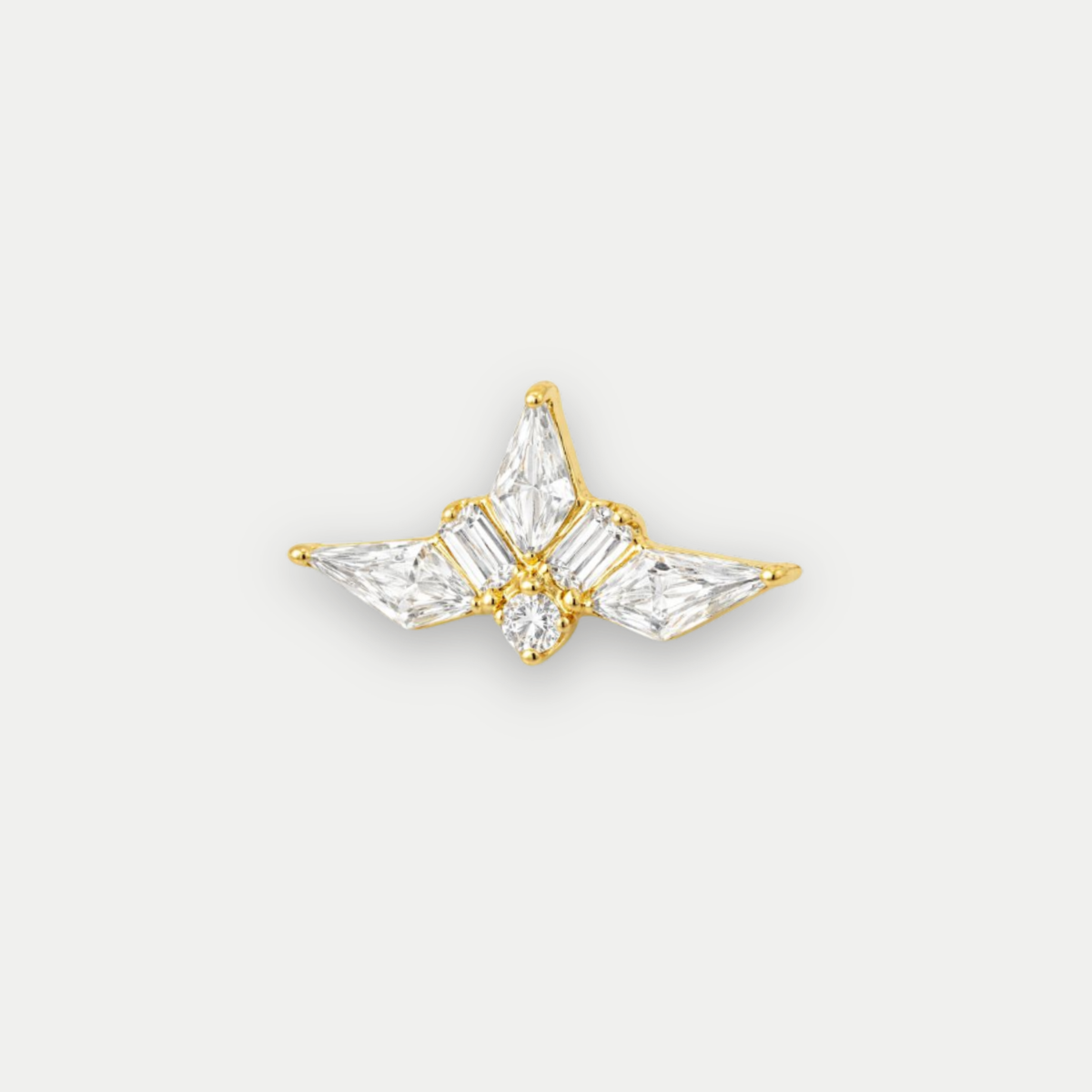 Embout piercing Hortense en titane gold avec zircon blanc, vu de face