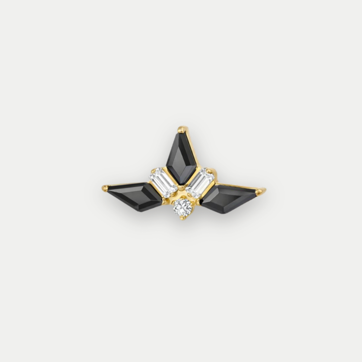 Embout piercing Hortense en titane gold avec zircon noir, vu de face