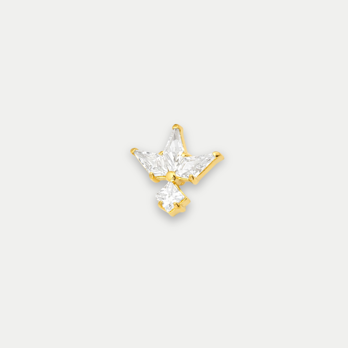 Embout piercing Iris en titane gold avec zircon, vu de face
