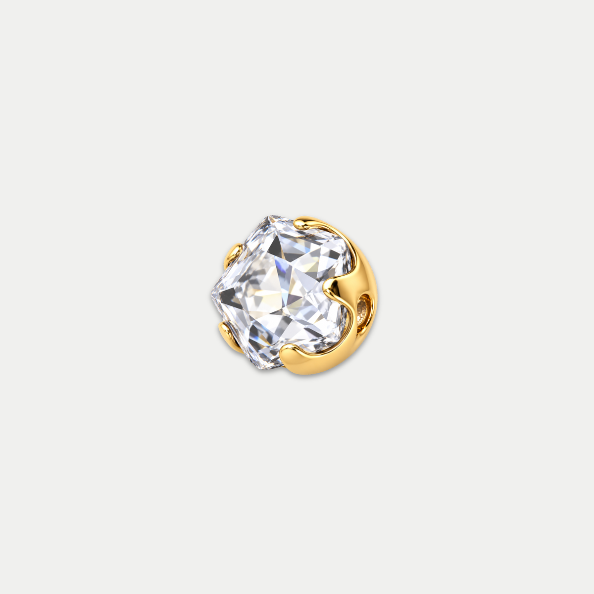 Embout piercing Iriséa en titane gold avec zircon blanc, vu de face