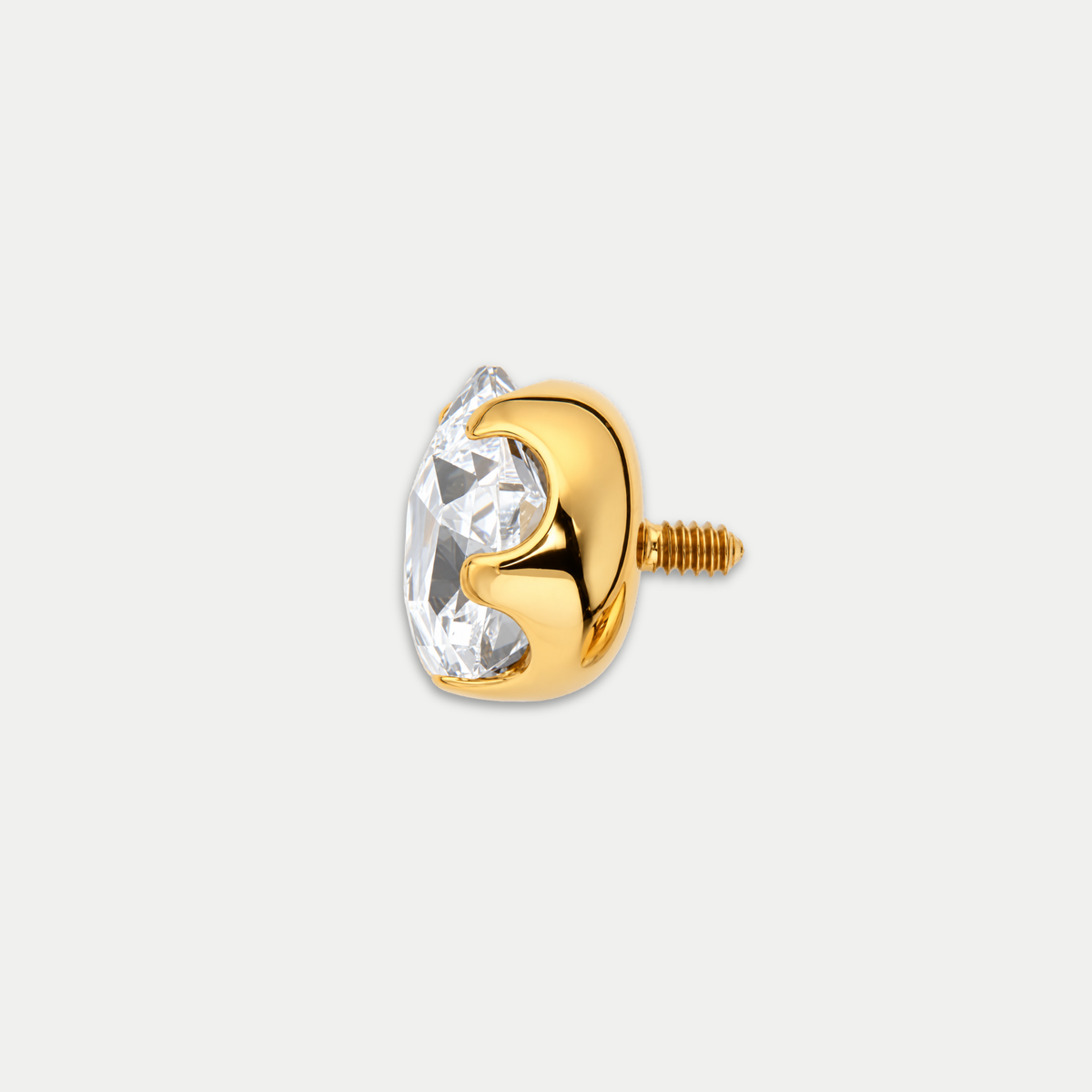 Embout piercing Iriséa en titane gold avec zircon, vu de côté