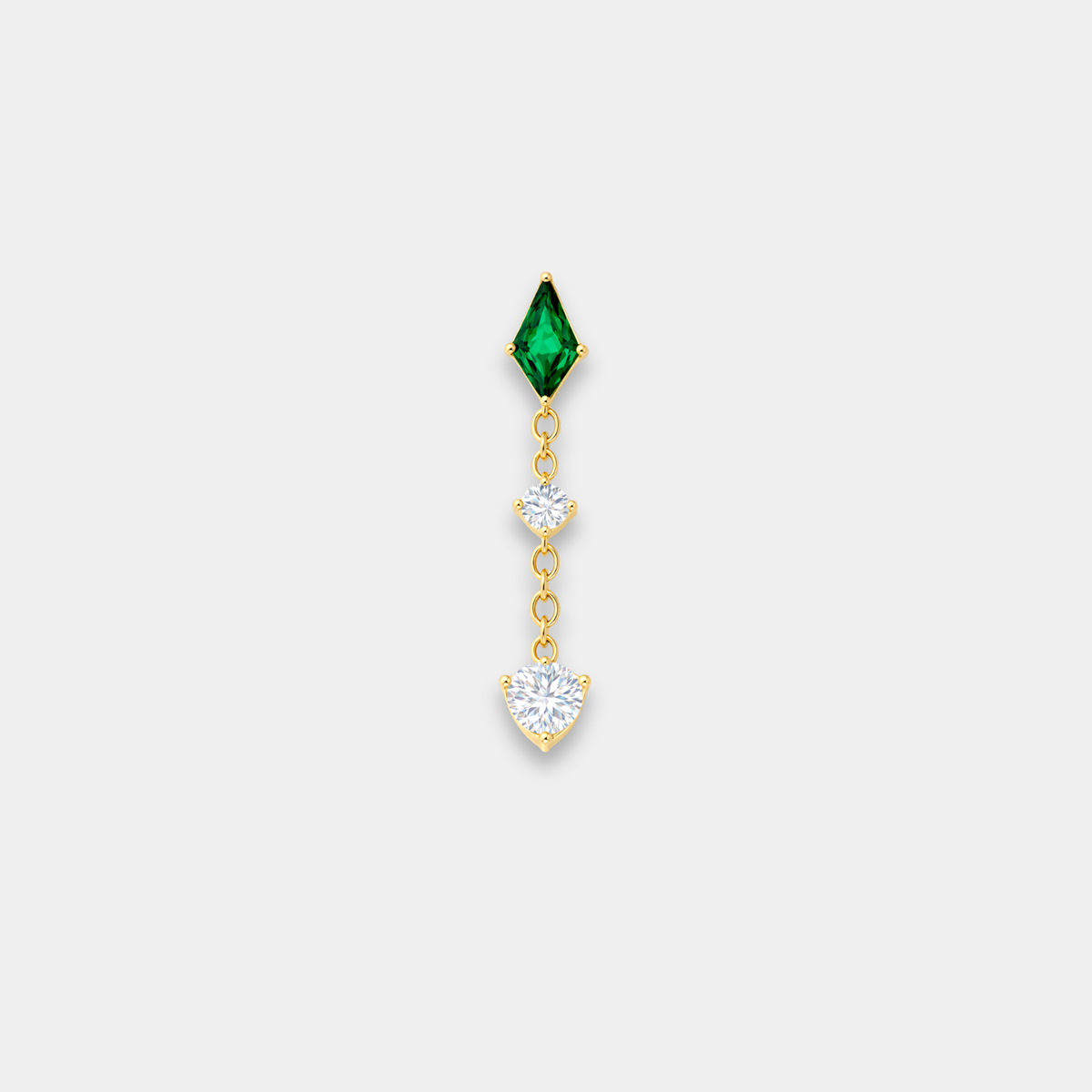 Embout piercing Issa en titane gold avec zircon vert, vu de face