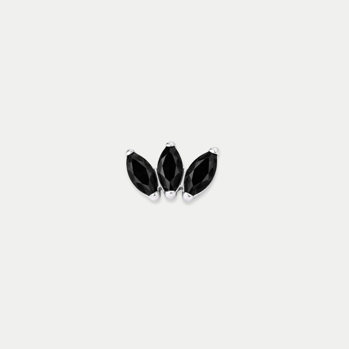 Embout piercing Liloua en titane avec zircon noir, vu de face