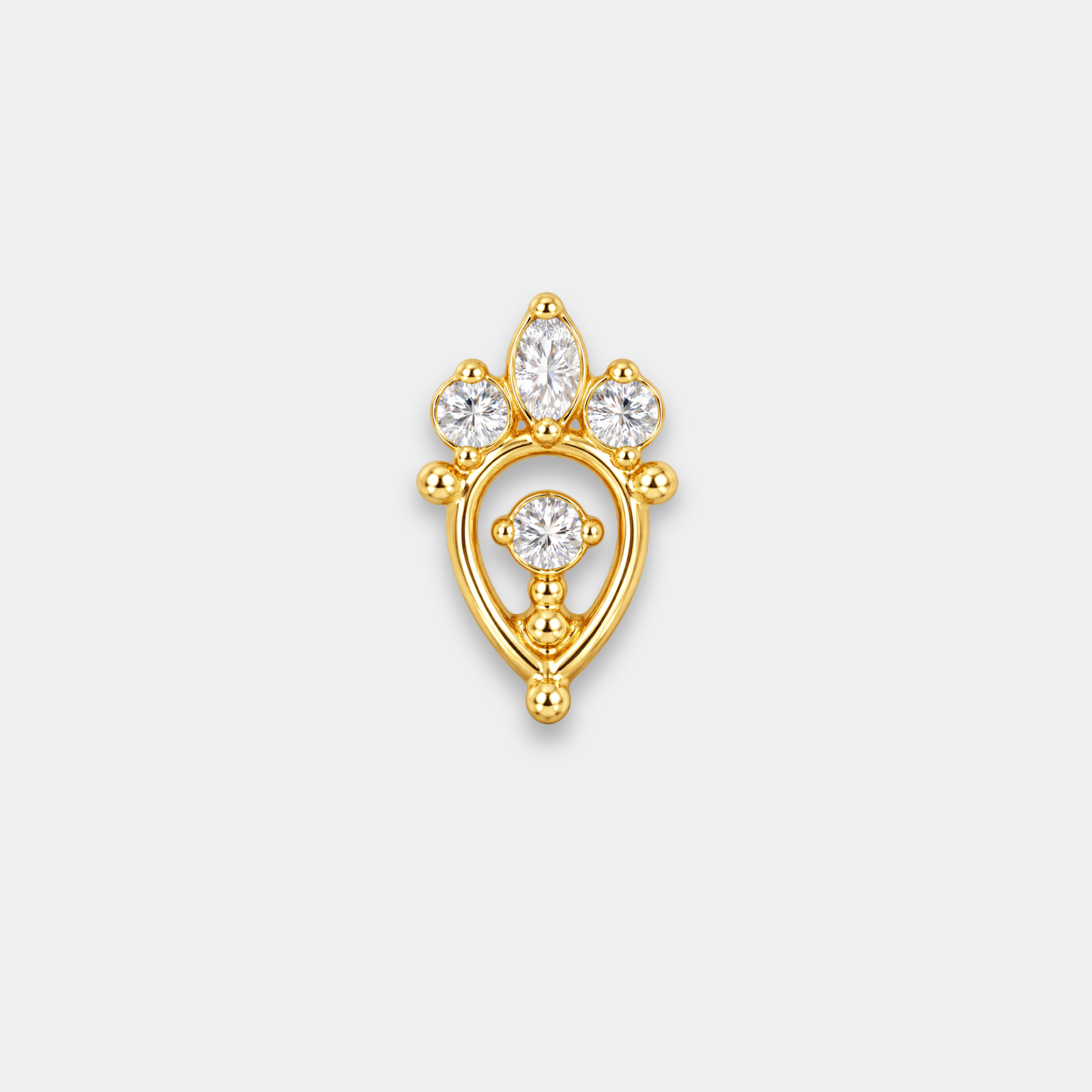 Embout piercing Liora en titane gold avec zircons sertis et détail central ajouré de face