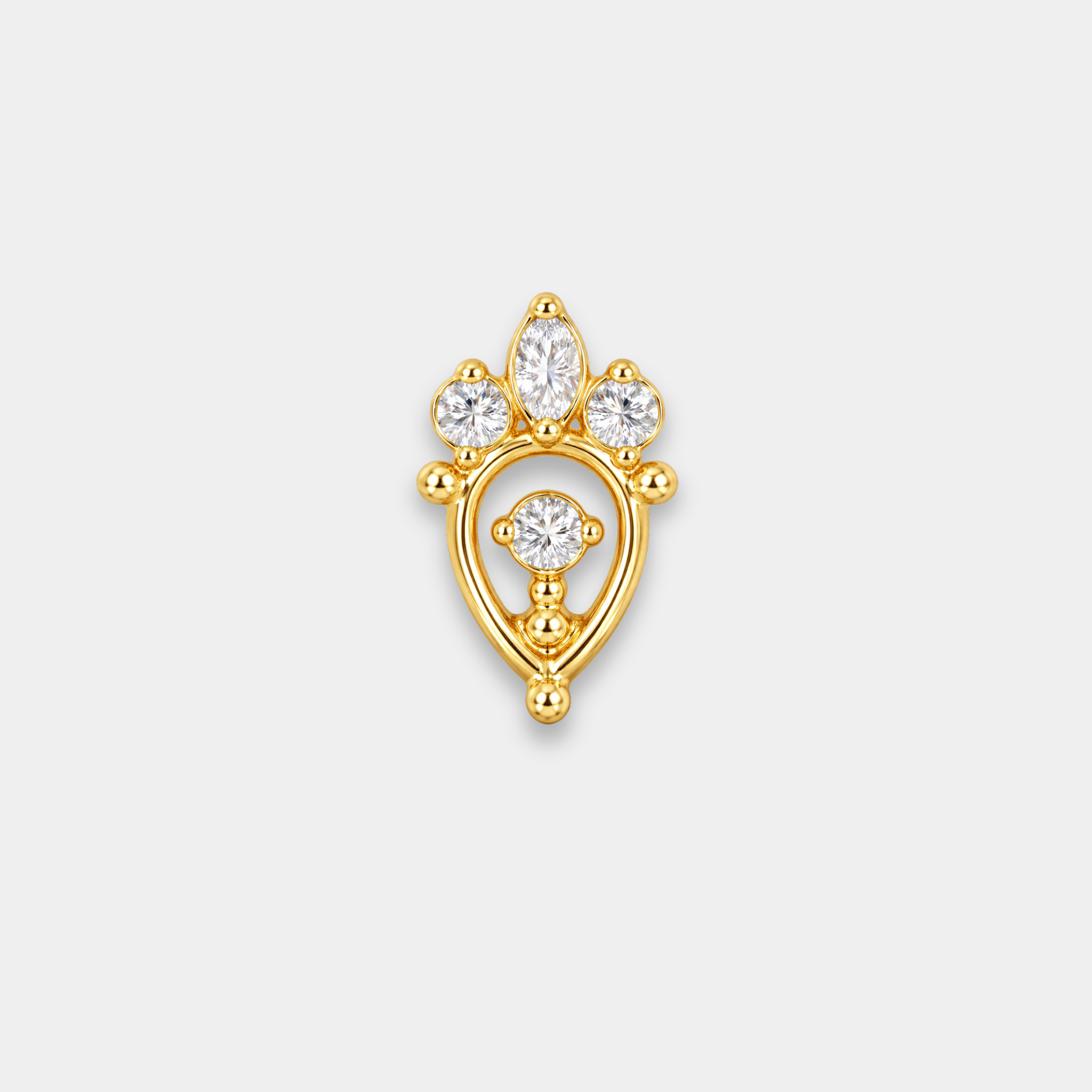 Embout piercing Liora en titane gold avec zircons sertis et détail central ajouré de face