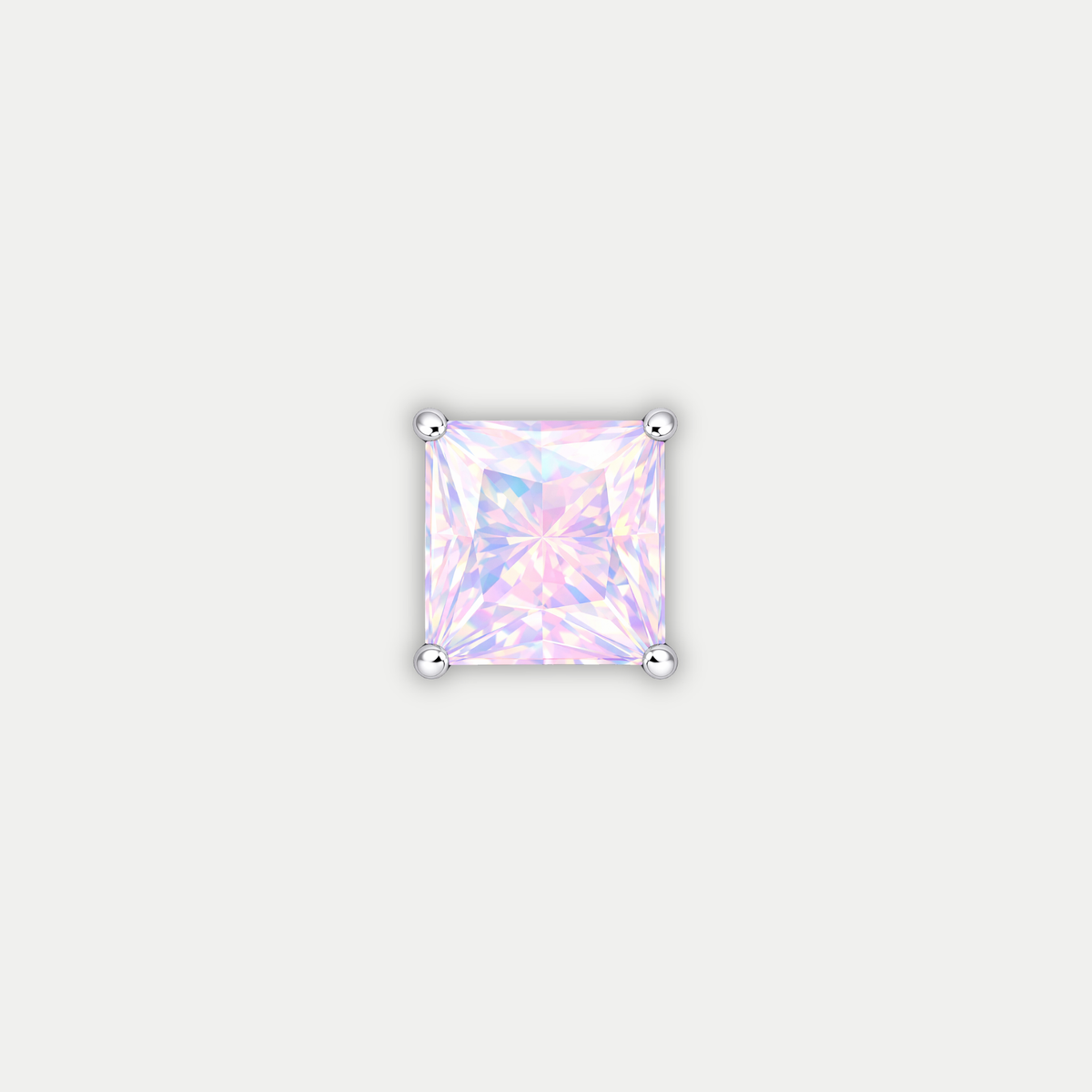 Embout piercing Liora en titane avec zircon multicolore blanc, vu de face