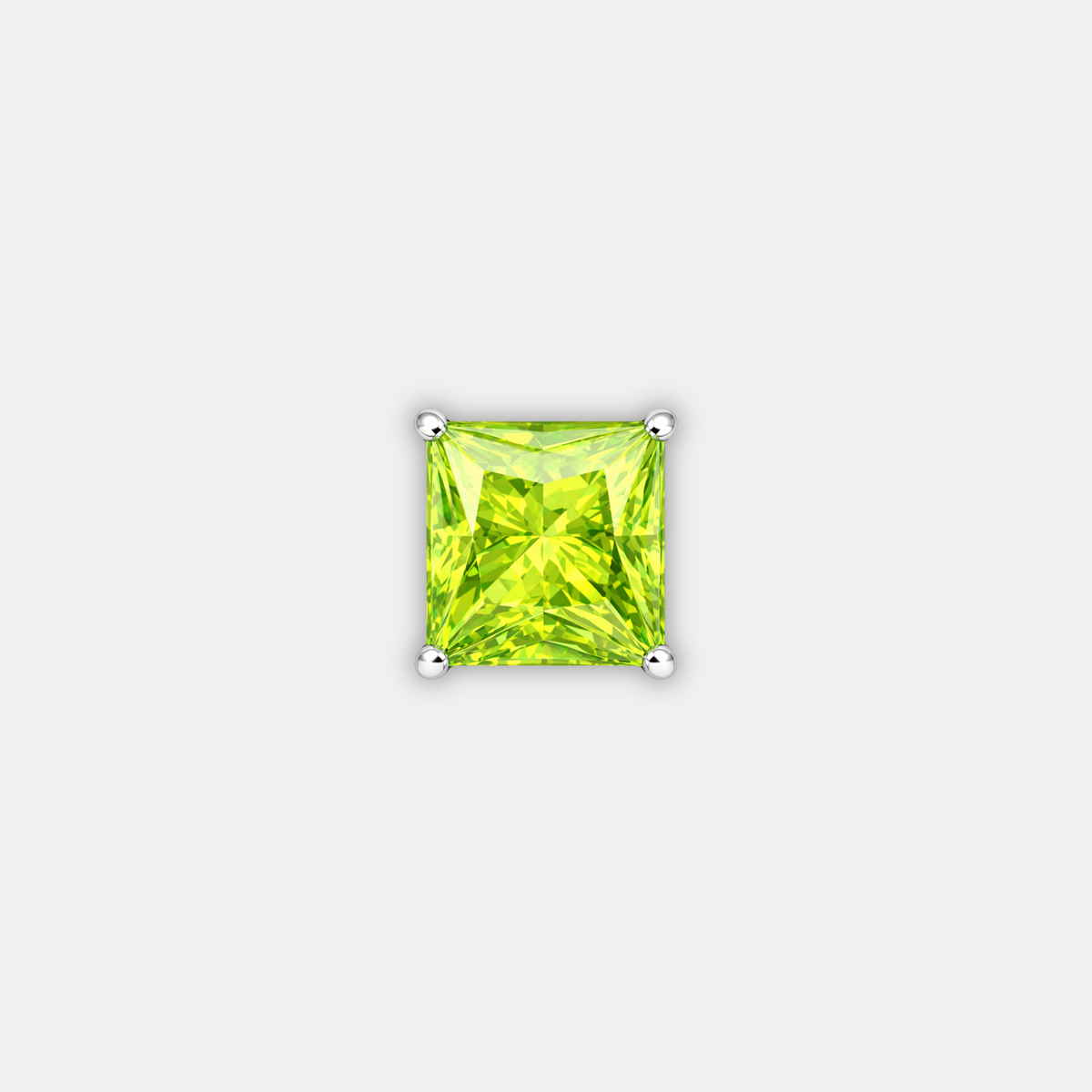 Embout piercing Liora en titane avec zircon vert clair, vu de face