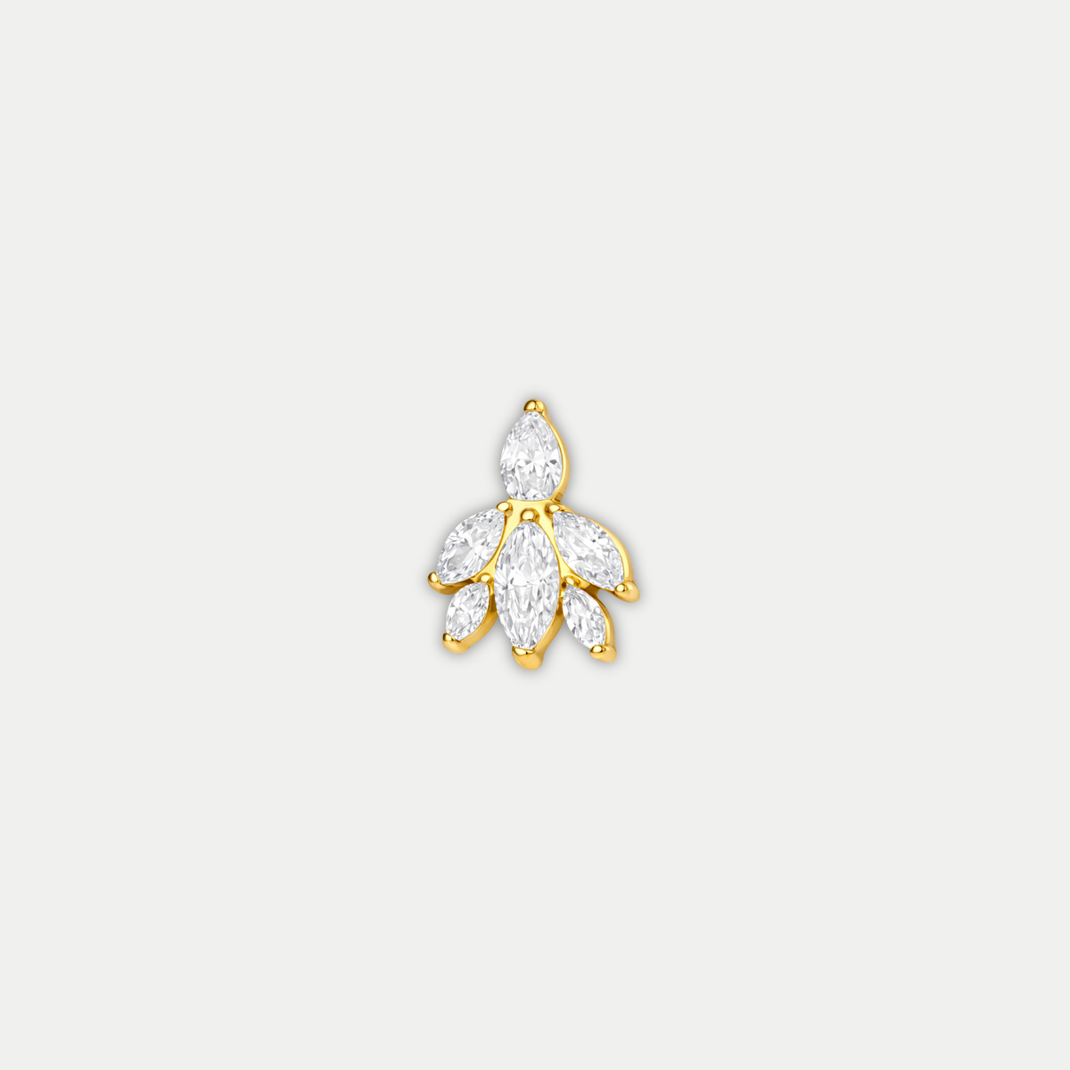 Embout piercing Loéna en titane gold avec zircon, vu de face