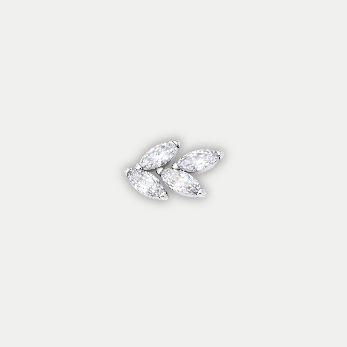Embout piercing Maia en titane avec zircon blanc, vu de face