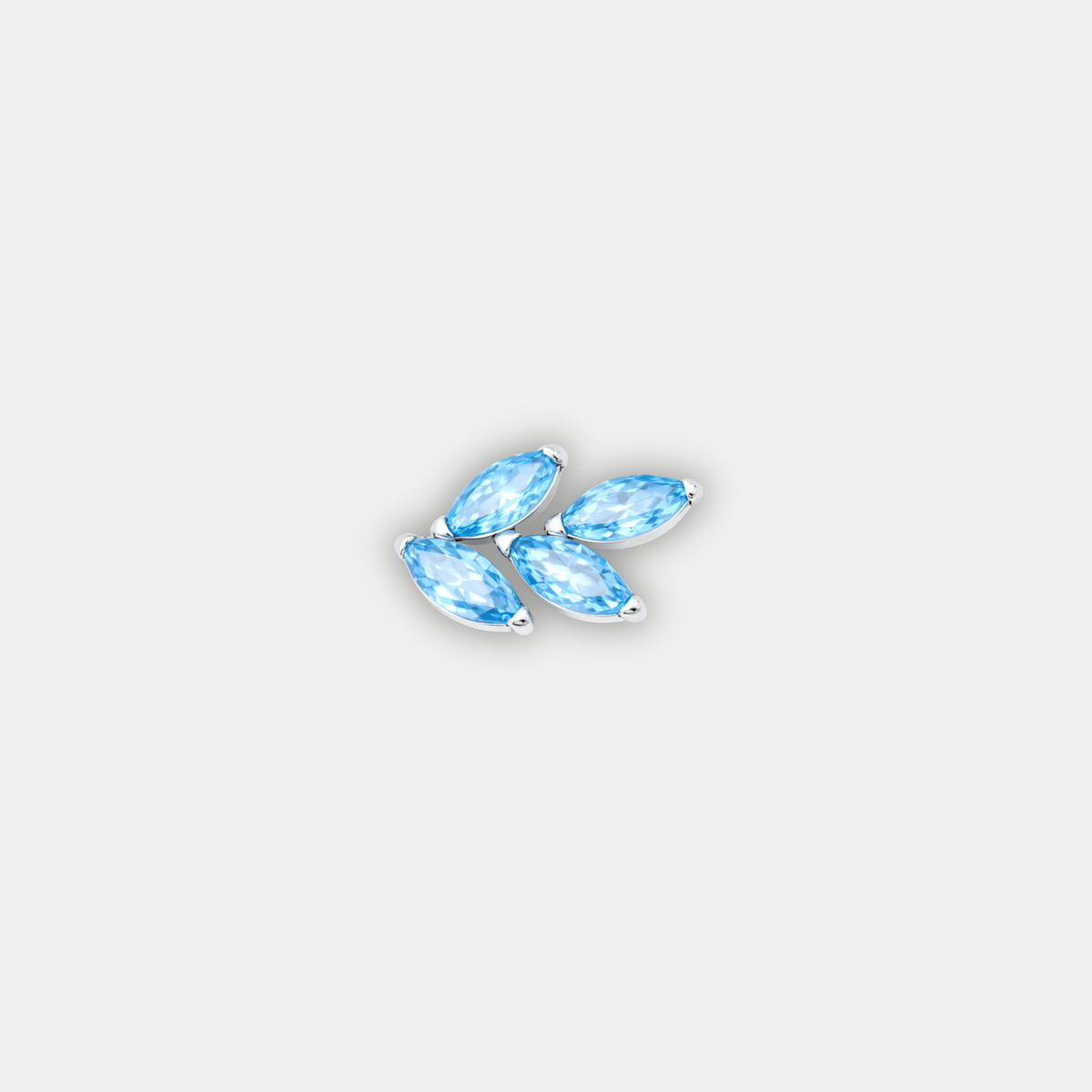 Embout piercing Maia en titane avec zircon bleu turquoise, vu de face
