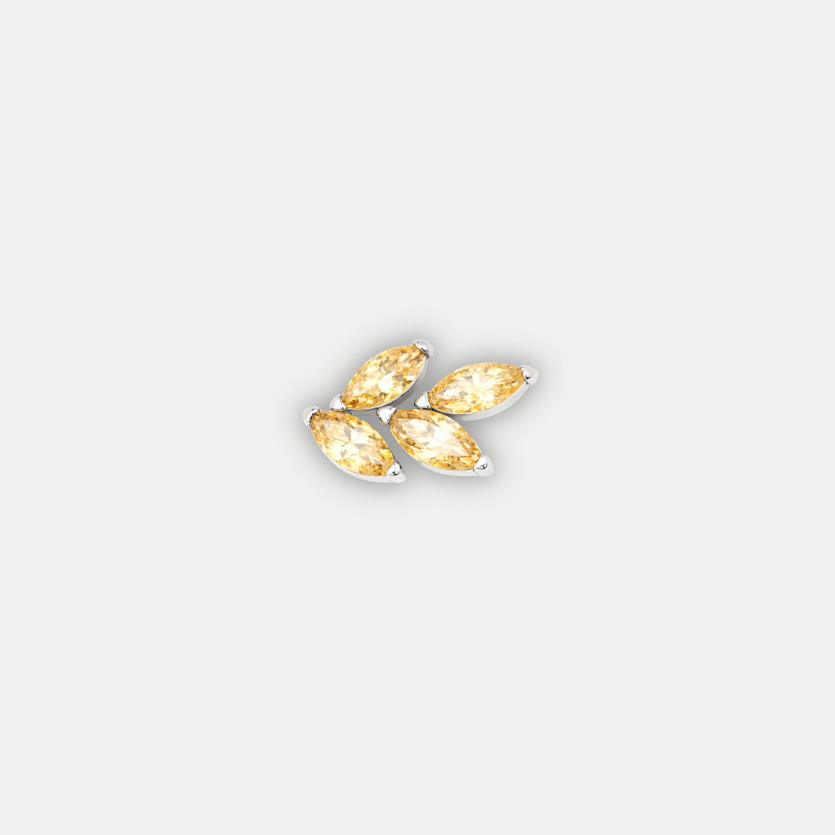 Embout piercing Maia en titane avec zircon jaune, vu de face